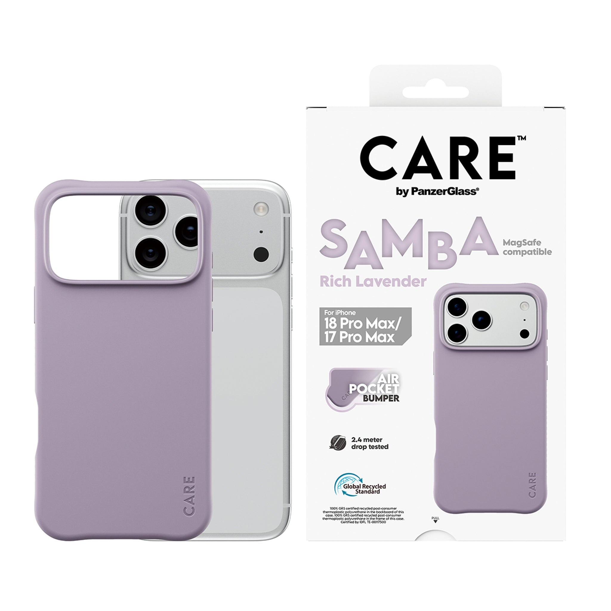 CARE™ by PanzerGlass® Samba Case Rich Lavender m. Weiss MagSafe iPhone 18 Pro Max | 17 Pro Max