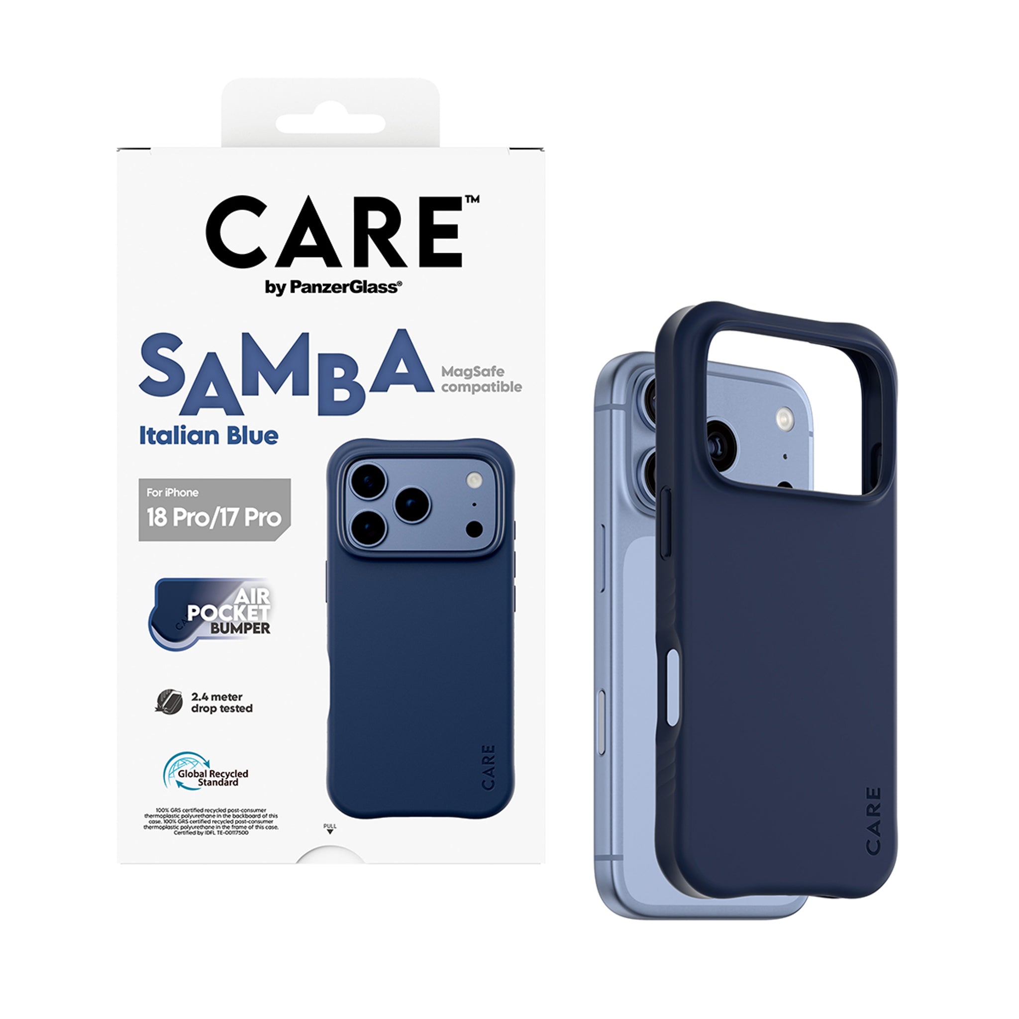 CARE™ by PanzerGlass® Samba Case Italian Blue m. MagSafe iPhone 18 Pro | 17 Pro