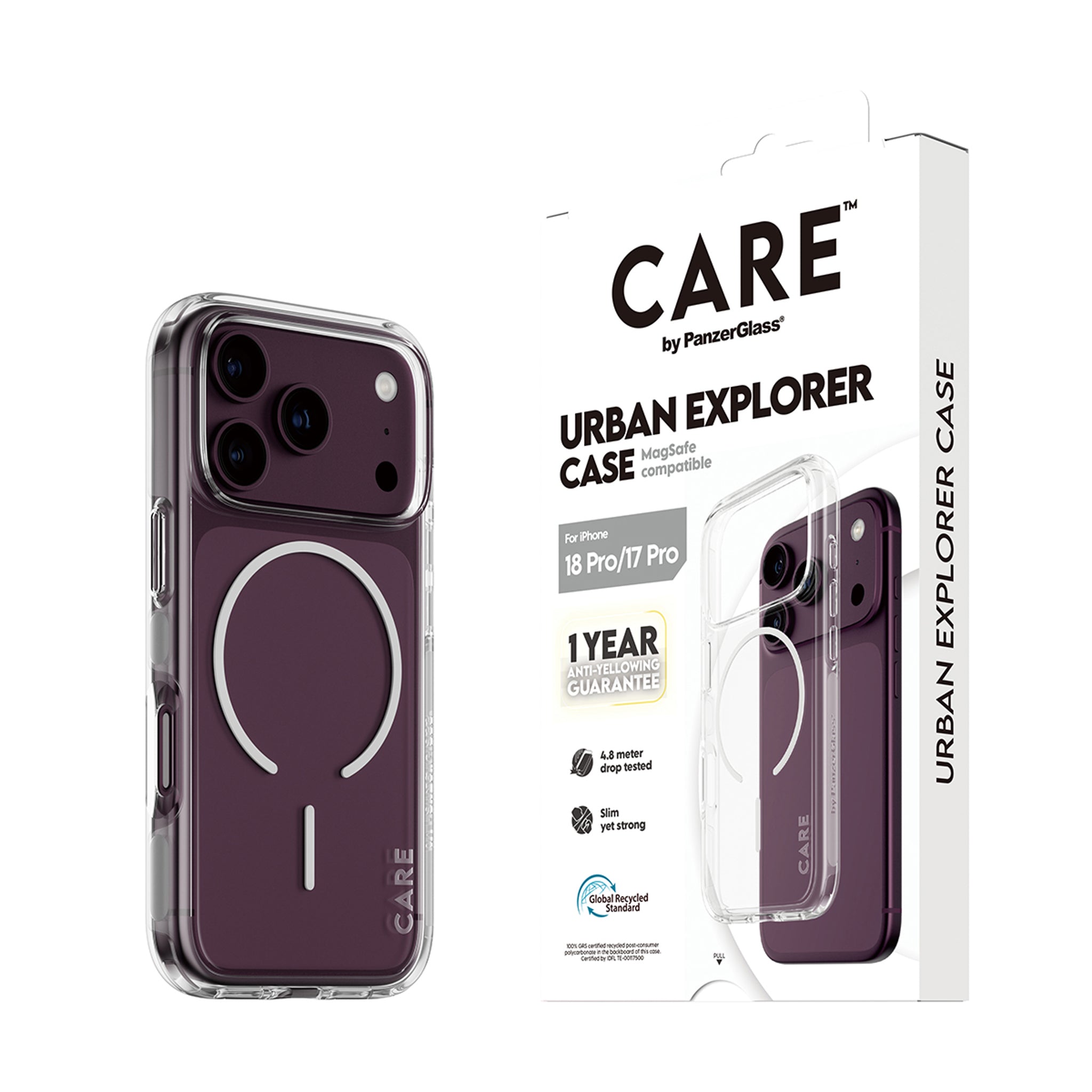 CARE™ by PanzerGlass® Urban Explorer Case Transparent m. Weiss Magsafe iPhone 18 Pro | 17 Pro