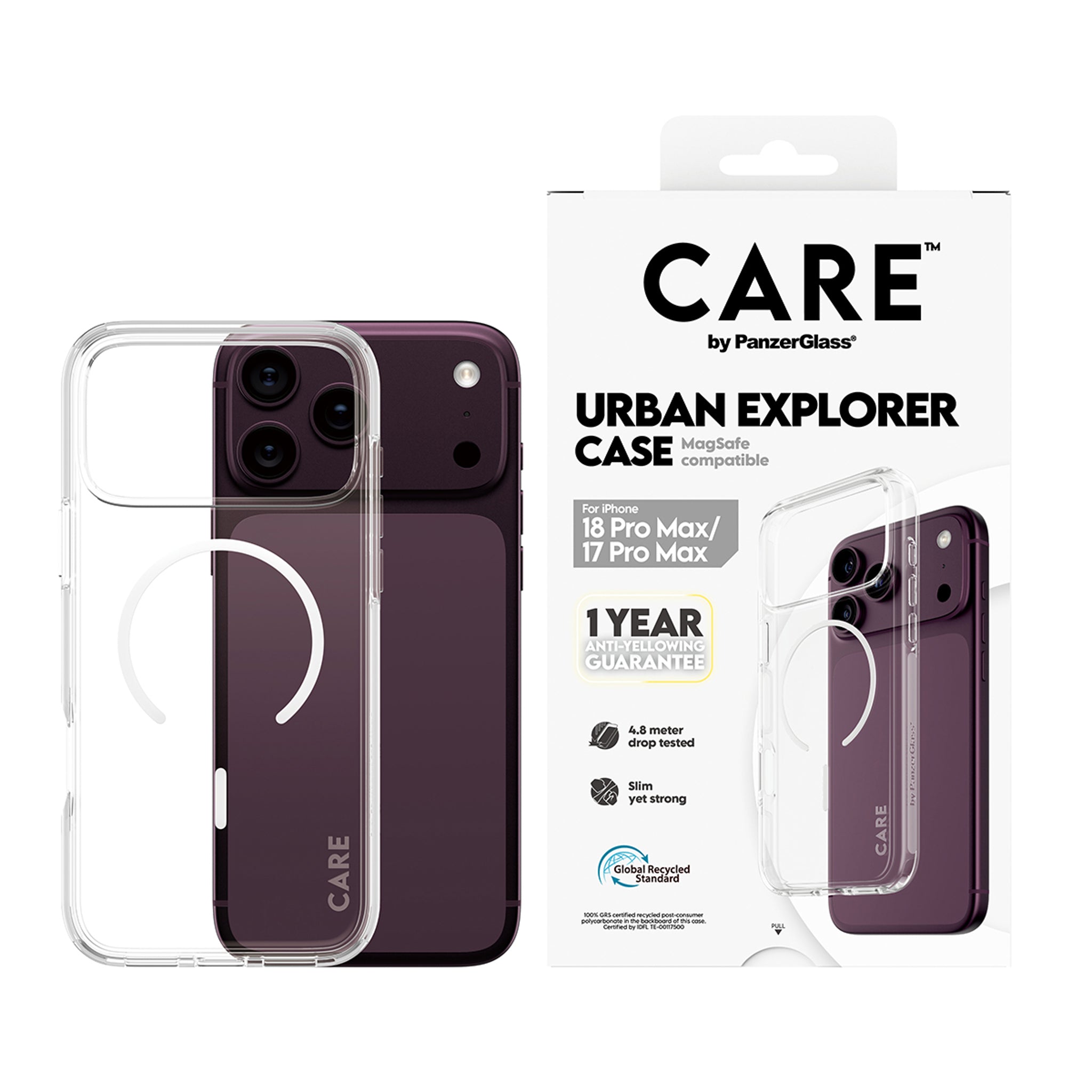 CARE™ by PanzerGlass® Urban Explorer Case Transparent m. Weiss Magsafe iPhone 18 Pro Max | 17 Pro Max