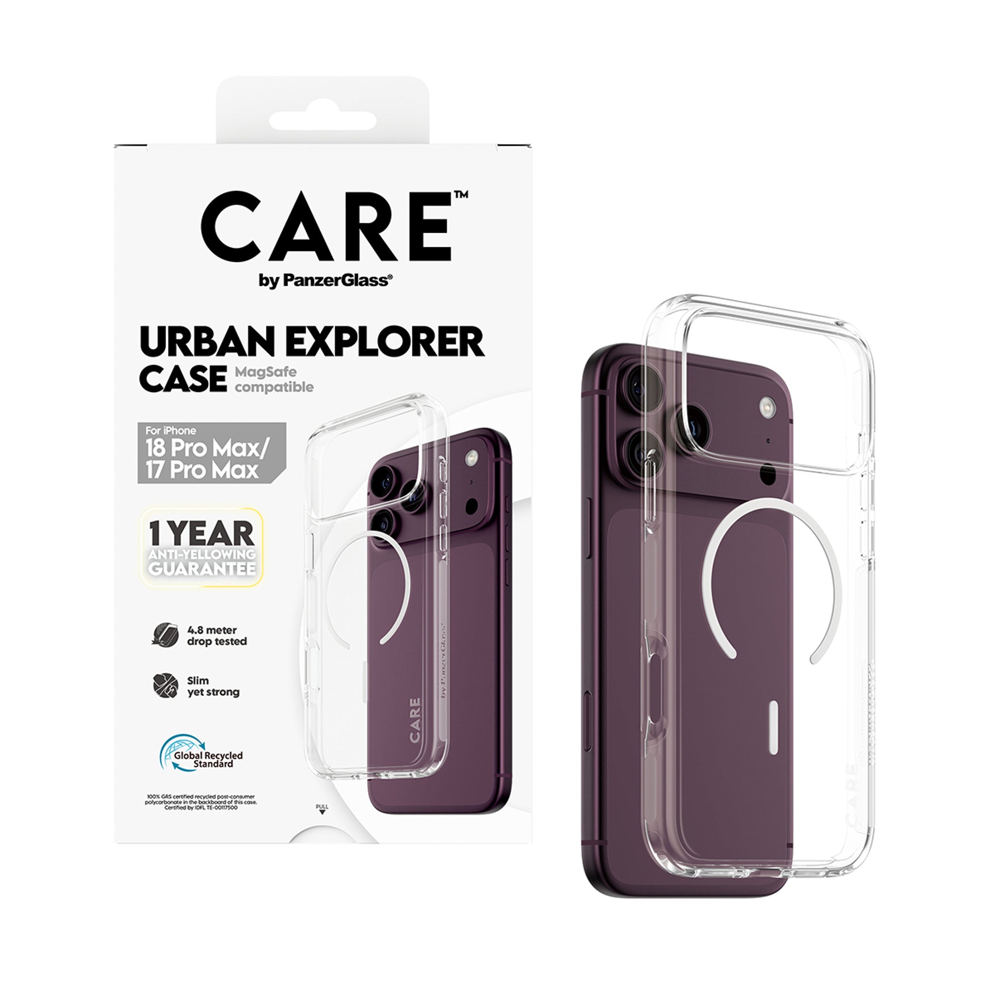 CARE™ by PanzerGlass® Urban Explorer Case Transparent m. Weiss Magsafe iPhone 18 Pro Max | 17 Pro Max