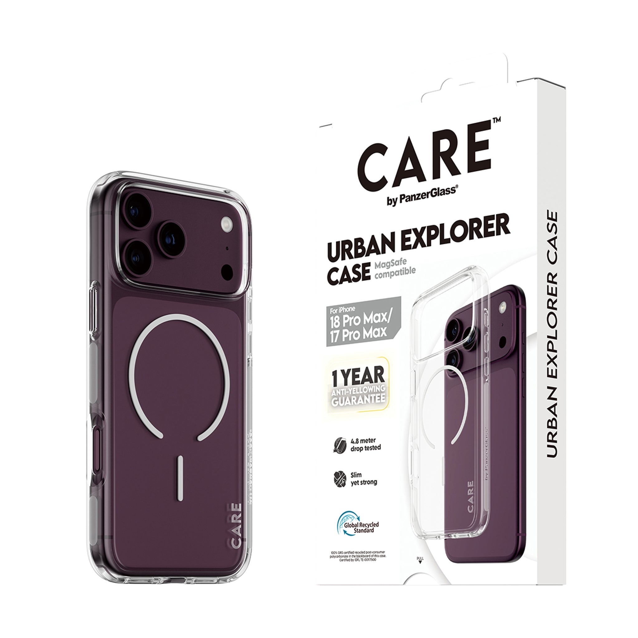 CARE™ by PanzerGlass® Urban Explorer Case Transparent m. Weiss Magsafe iPhone 18 Pro Max | 17 Pro Max