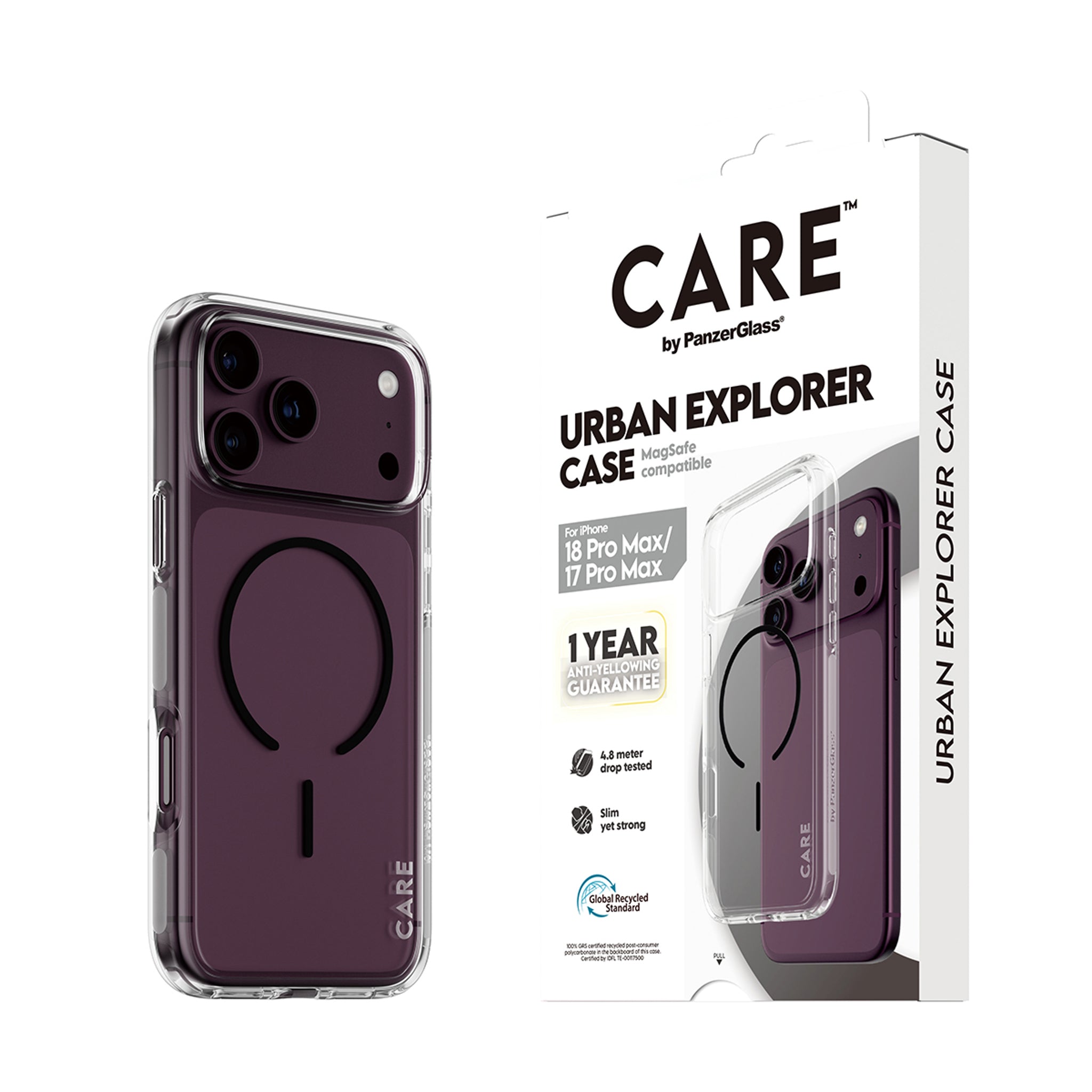 CARE™ by PanzerGlass® Urban Explorer Case Transparent m. Schwarz MagSafe iPhone 18 Pro Max | 17 Pro Max