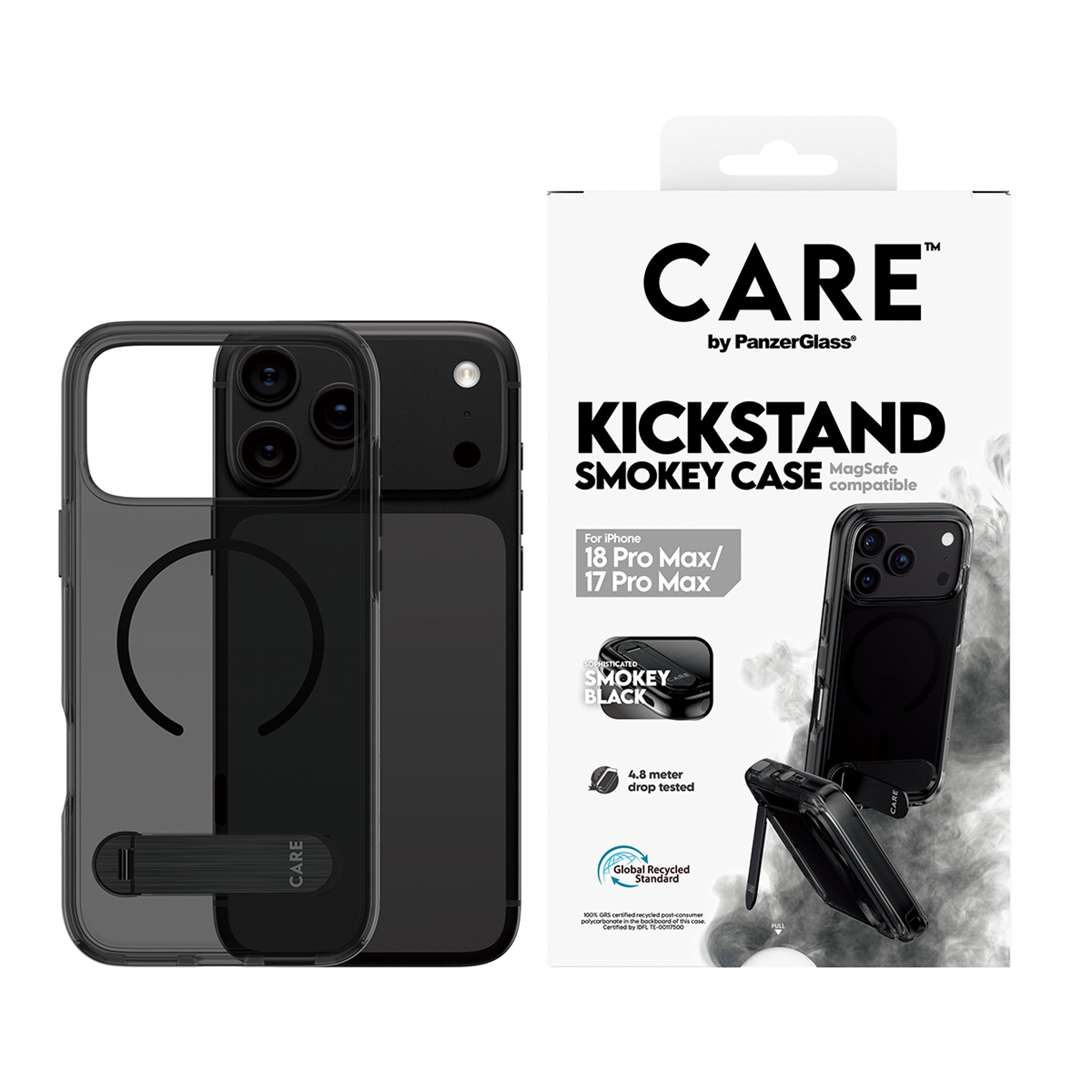 CARE™ by PanzerGlass® Kickstand Case Smokey m. Schwarz MagSafe iPhone 18 Pro Max | 17 Pro Max