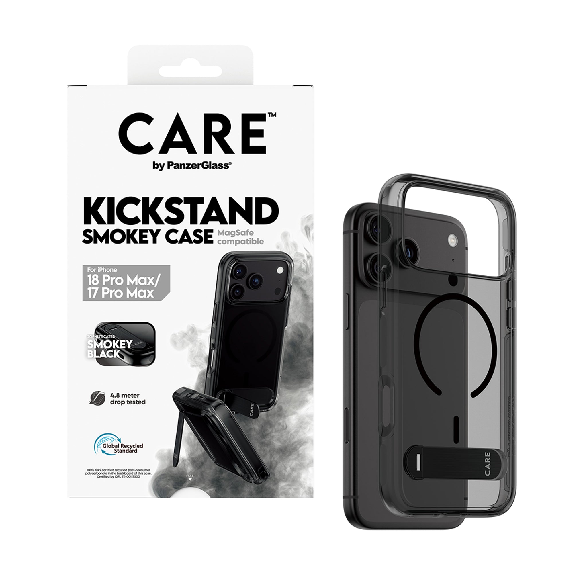 CARE™ by PanzerGlass® Kickstand Case Smokey m. Schwarz MagSafe iPhone 18 Pro Max | 17 Pro Max