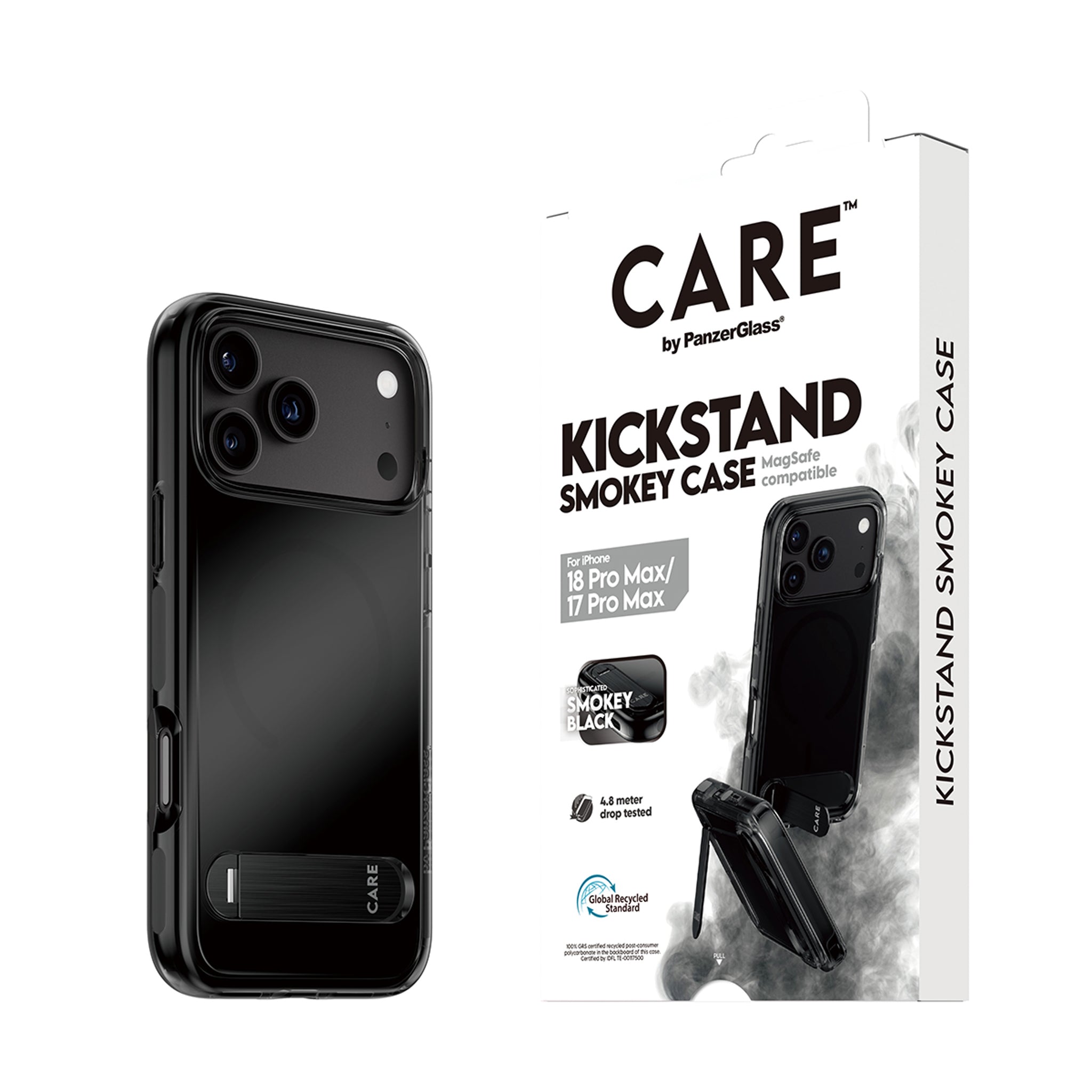 CARE™ by PanzerGlass® Kickstand Case Smokey m. Schwarz MagSafe iPhone 18 Pro Max | 17 Pro Max