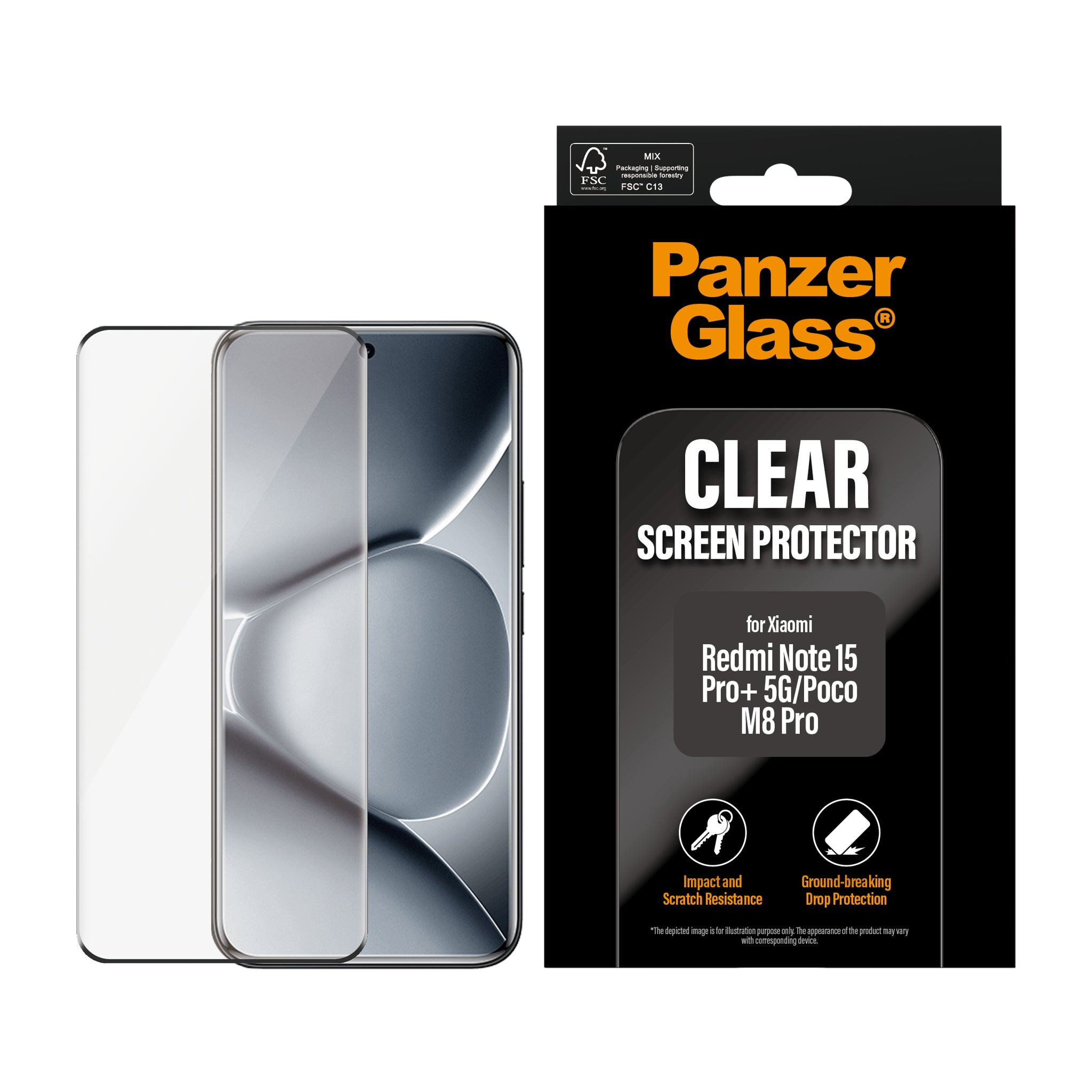 PanzerGlass® Displayschutz Xiaomi Redmi Note 15 Pro+ 5G | Poco M8 Pro | Ultra-Wide Fit