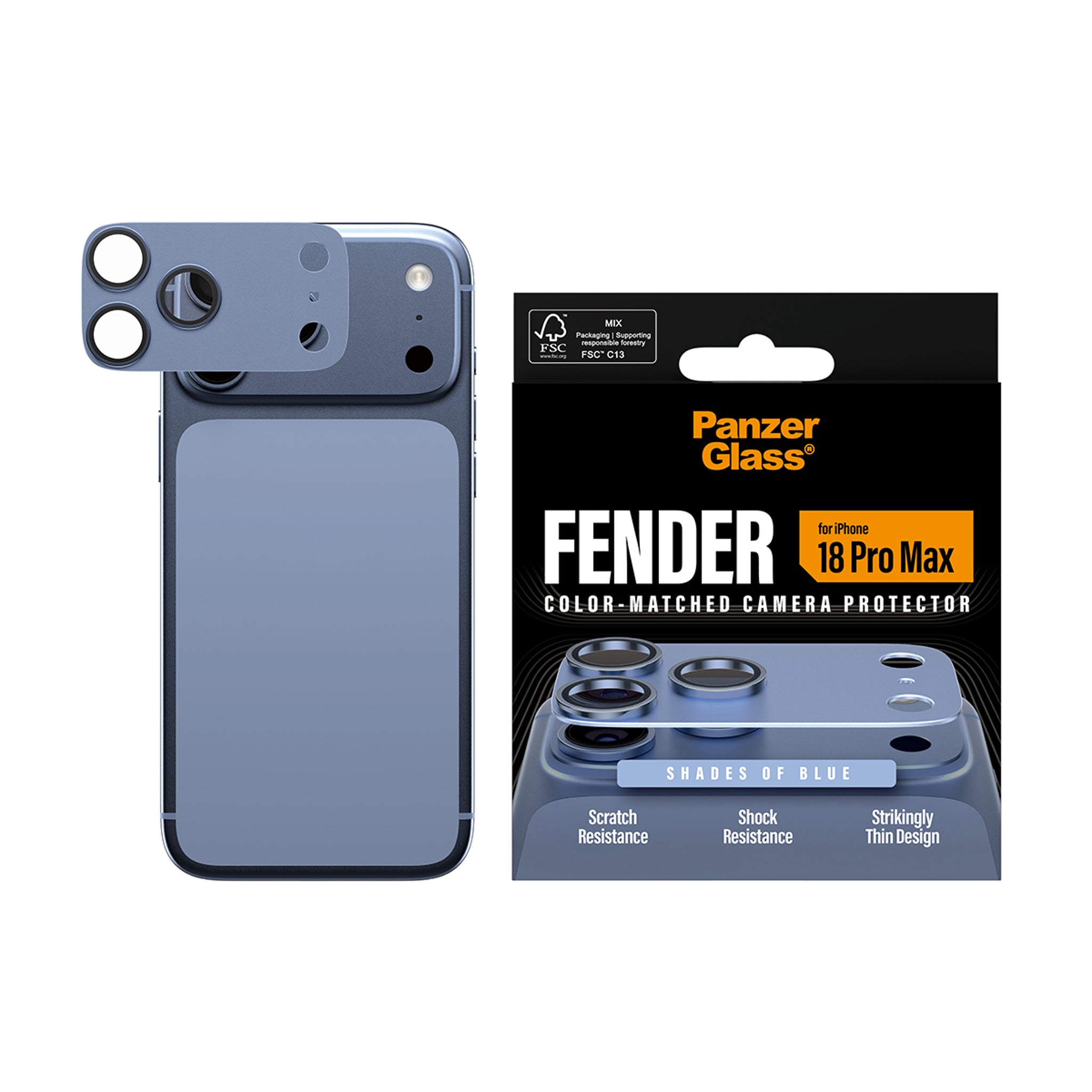 PanzerGlass® Fender Kameraschutz Shades of Blue iPhone 18 Pro Max