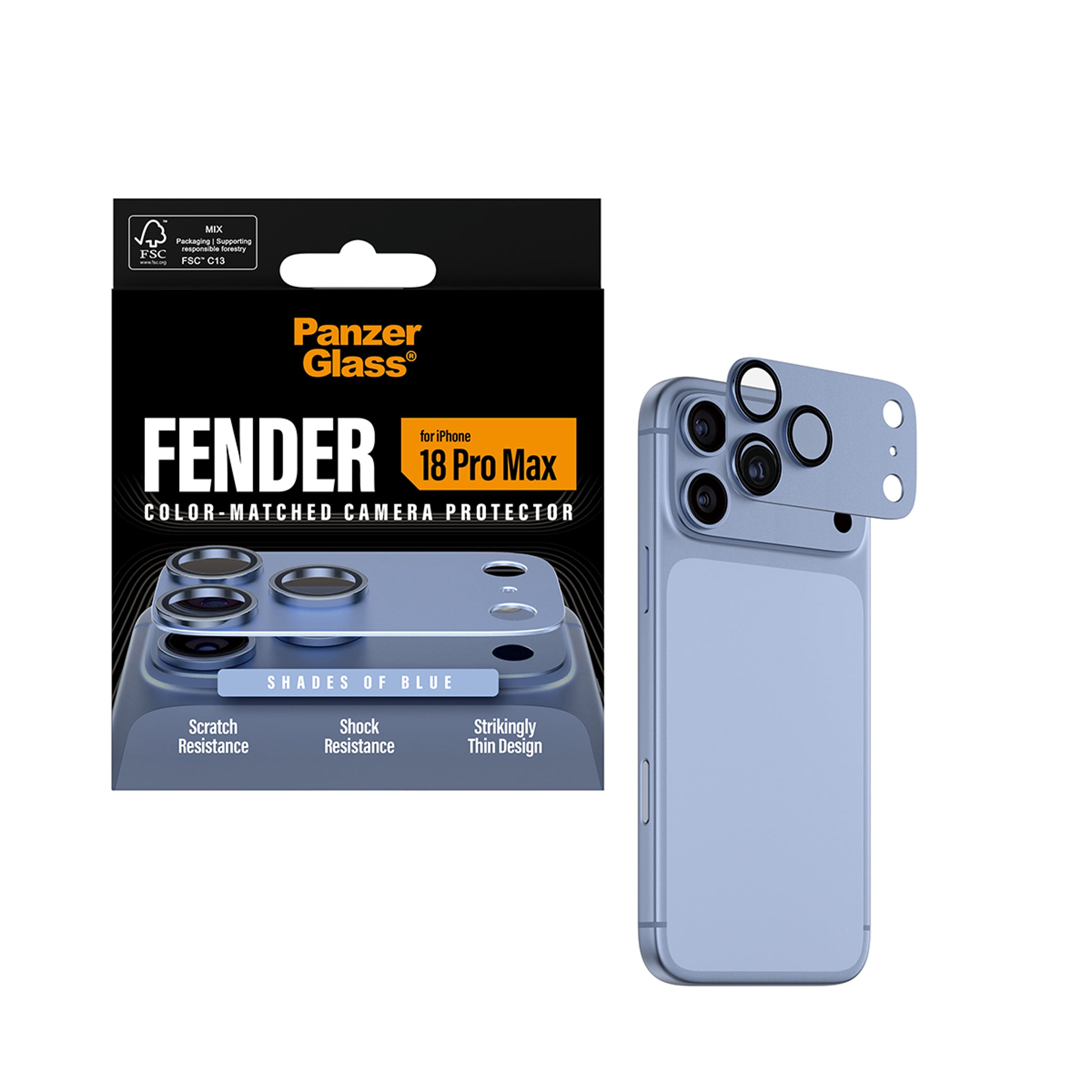 PanzerGlass® Fender Kameraschutz Shades of Blue iPhone 18 Pro Max