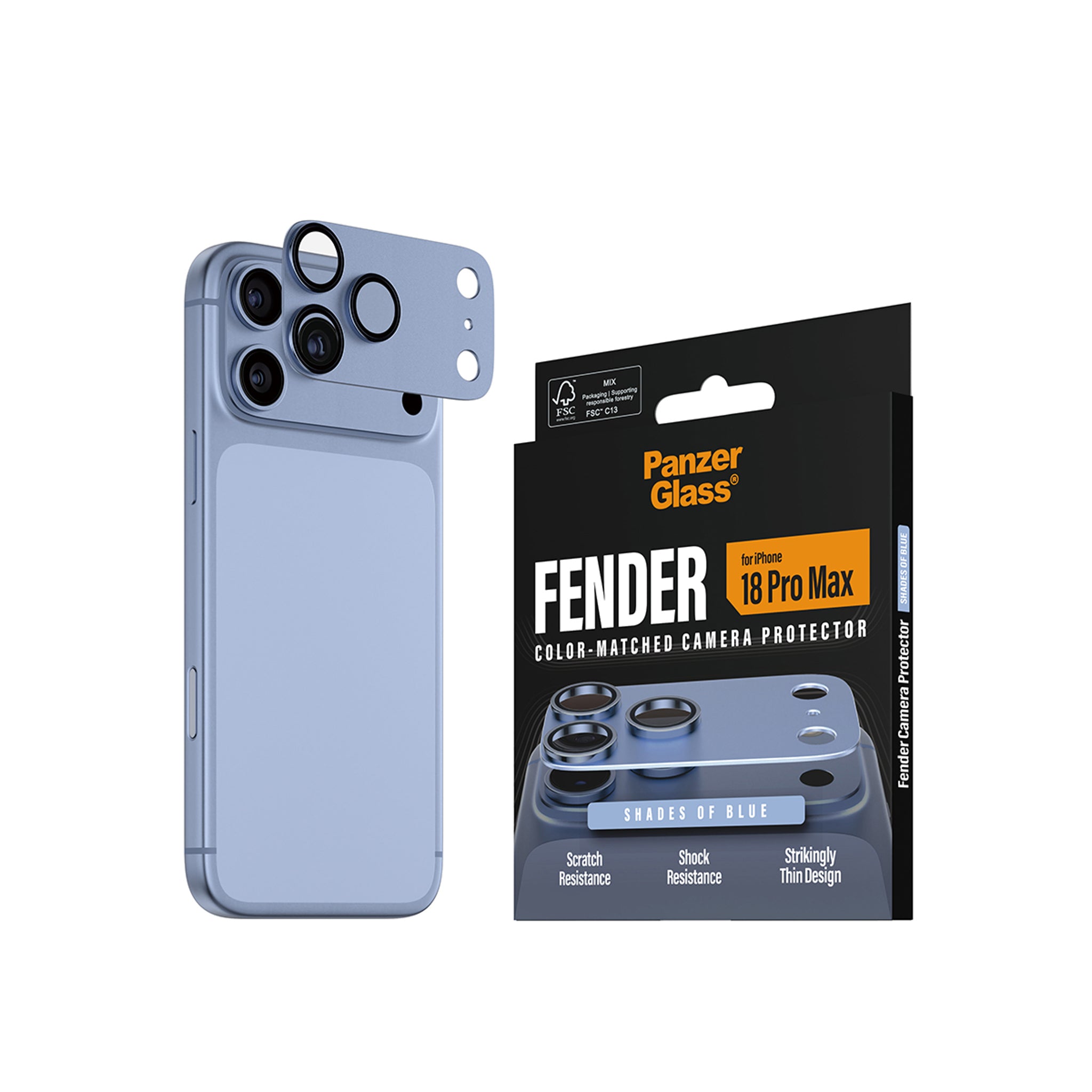 PanzerGlass® Fender Kameraschutz Shades of Blue iPhone 18 Pro Max