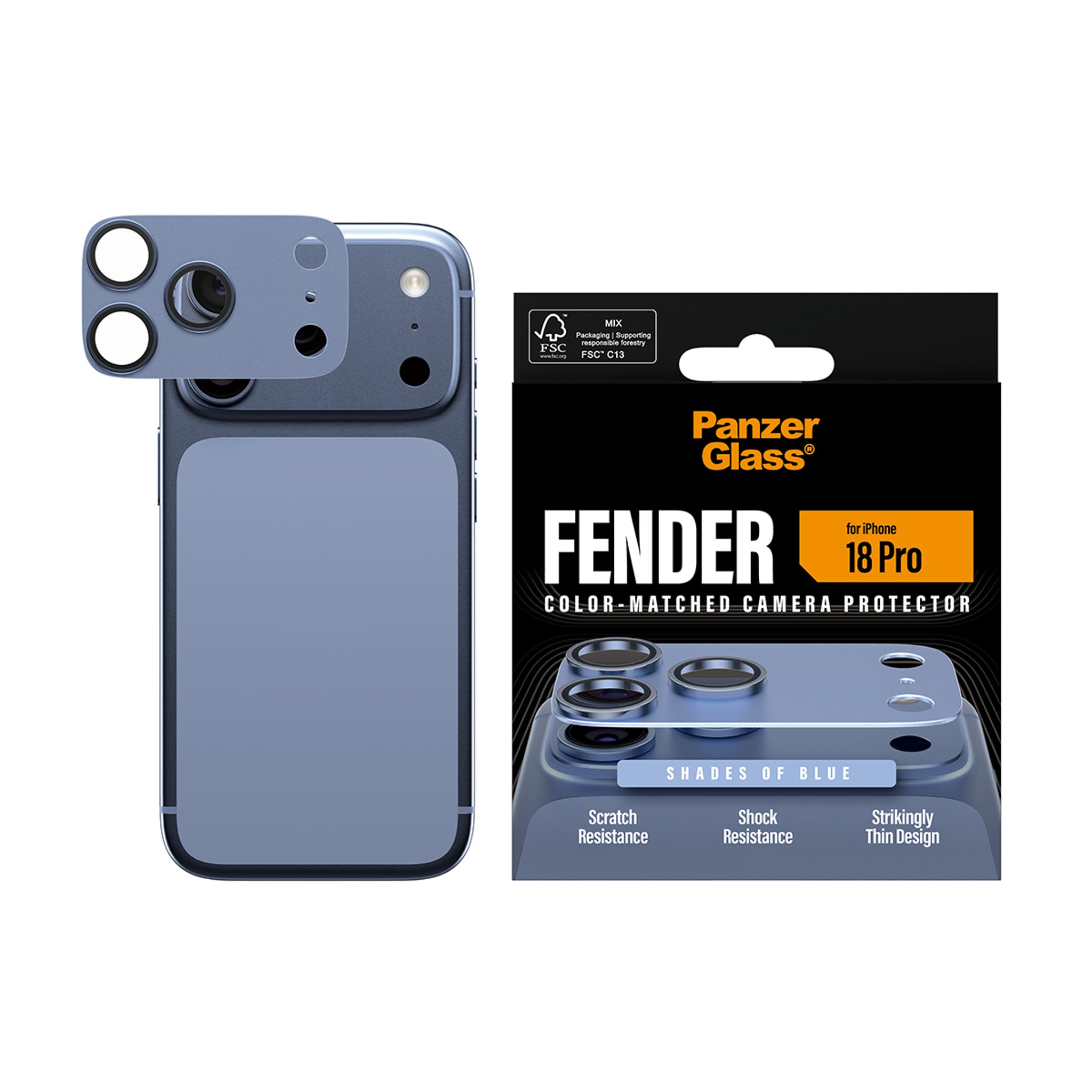 PanzerGlass® Fender Kameraschutz Shades of Blue iPhone 18 Pro