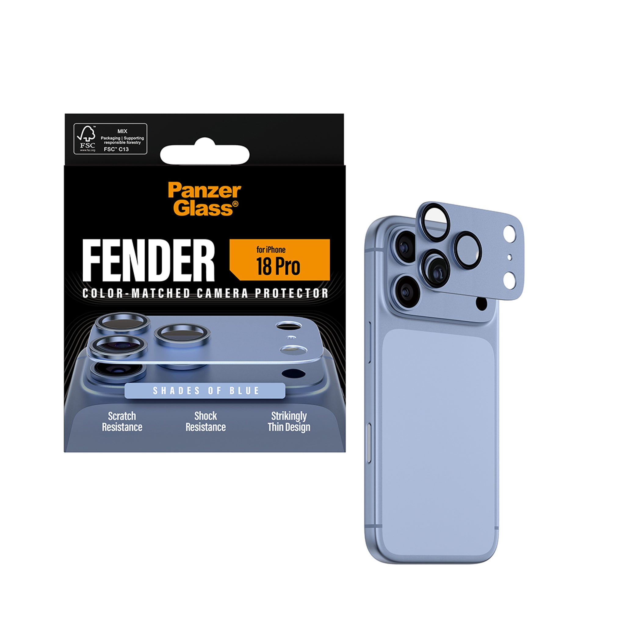 PanzerGlass® Fender Kameraschutz Shades of Blue iPhone 18 Pro