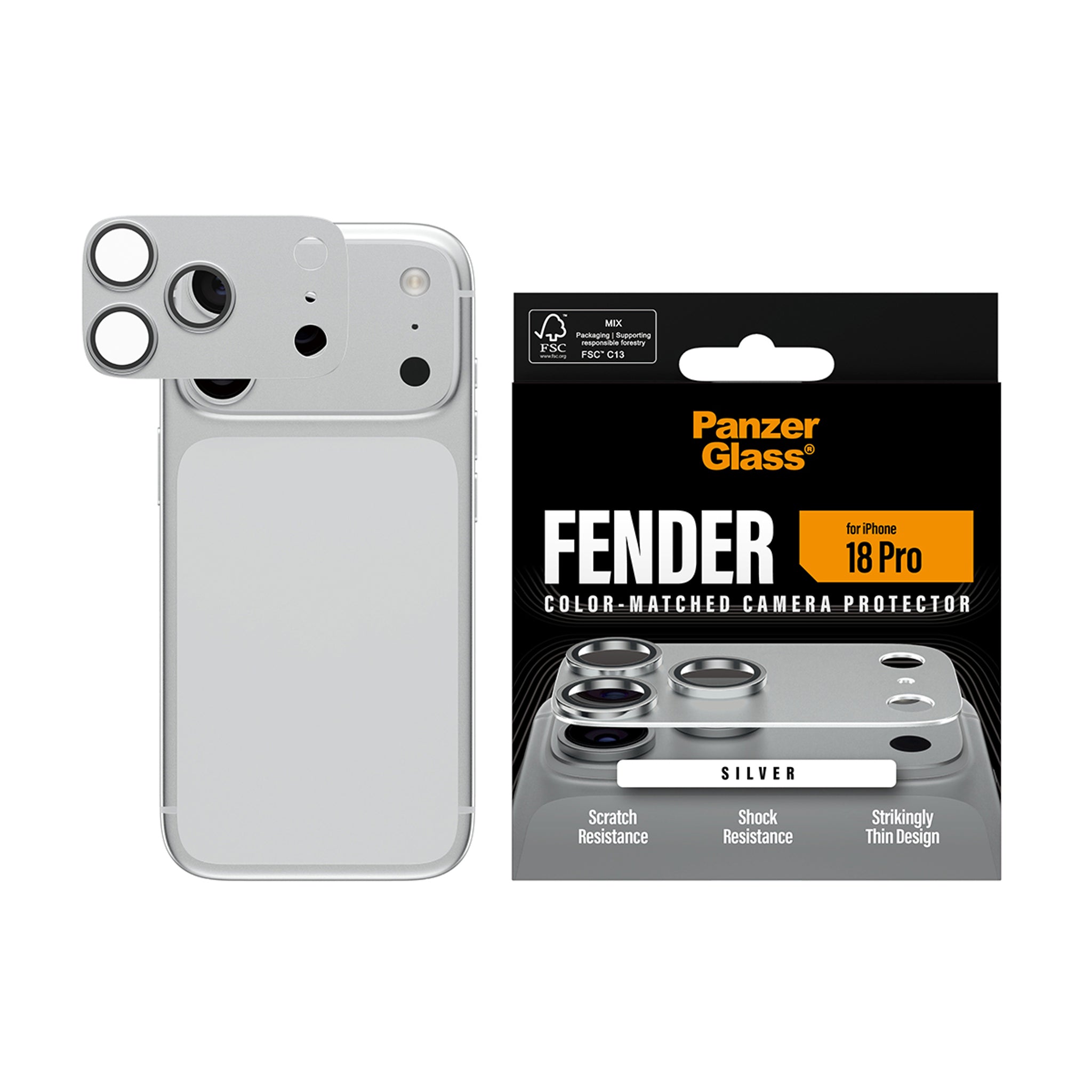 PanzerGlass® Fender Kameraschutz Silber iPhone 18 Pro
