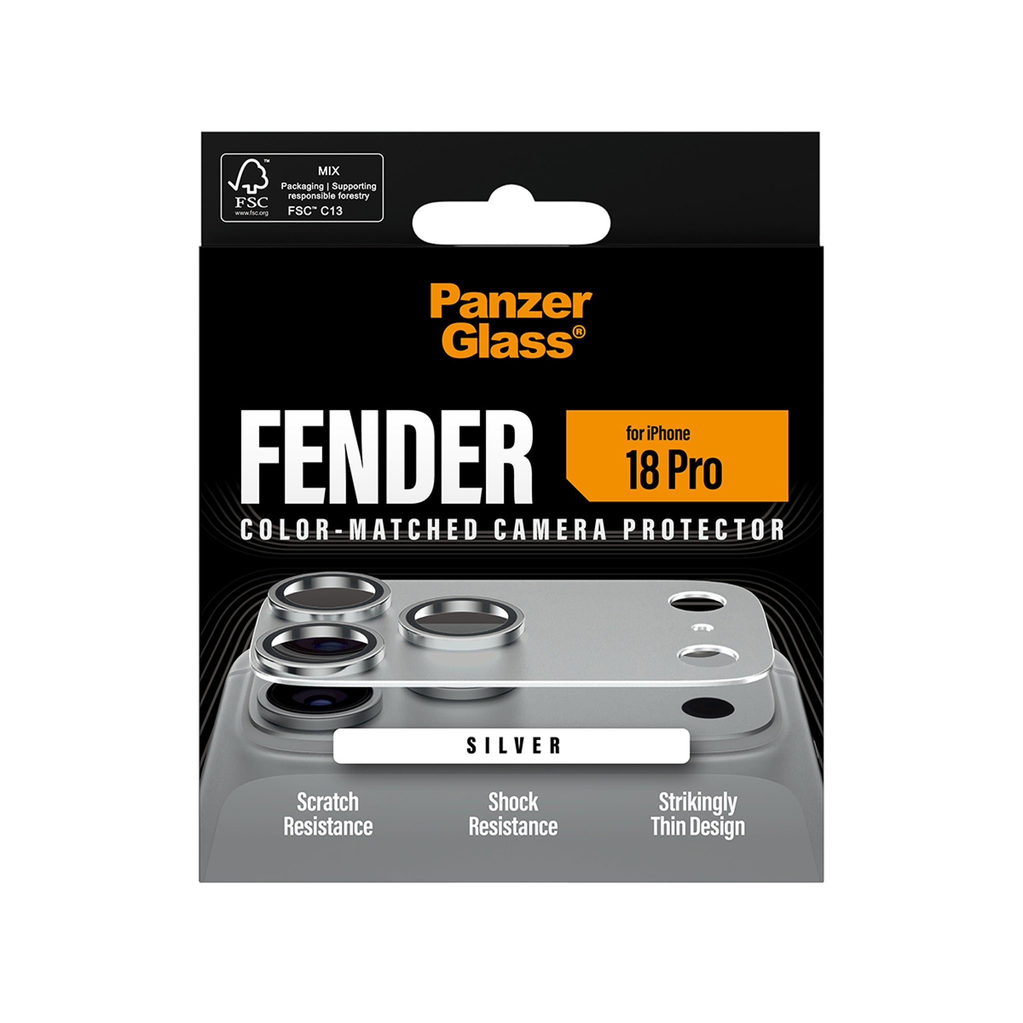 PanzerGlass® Fender Kameraschutz Silber iPhone 18 Pro