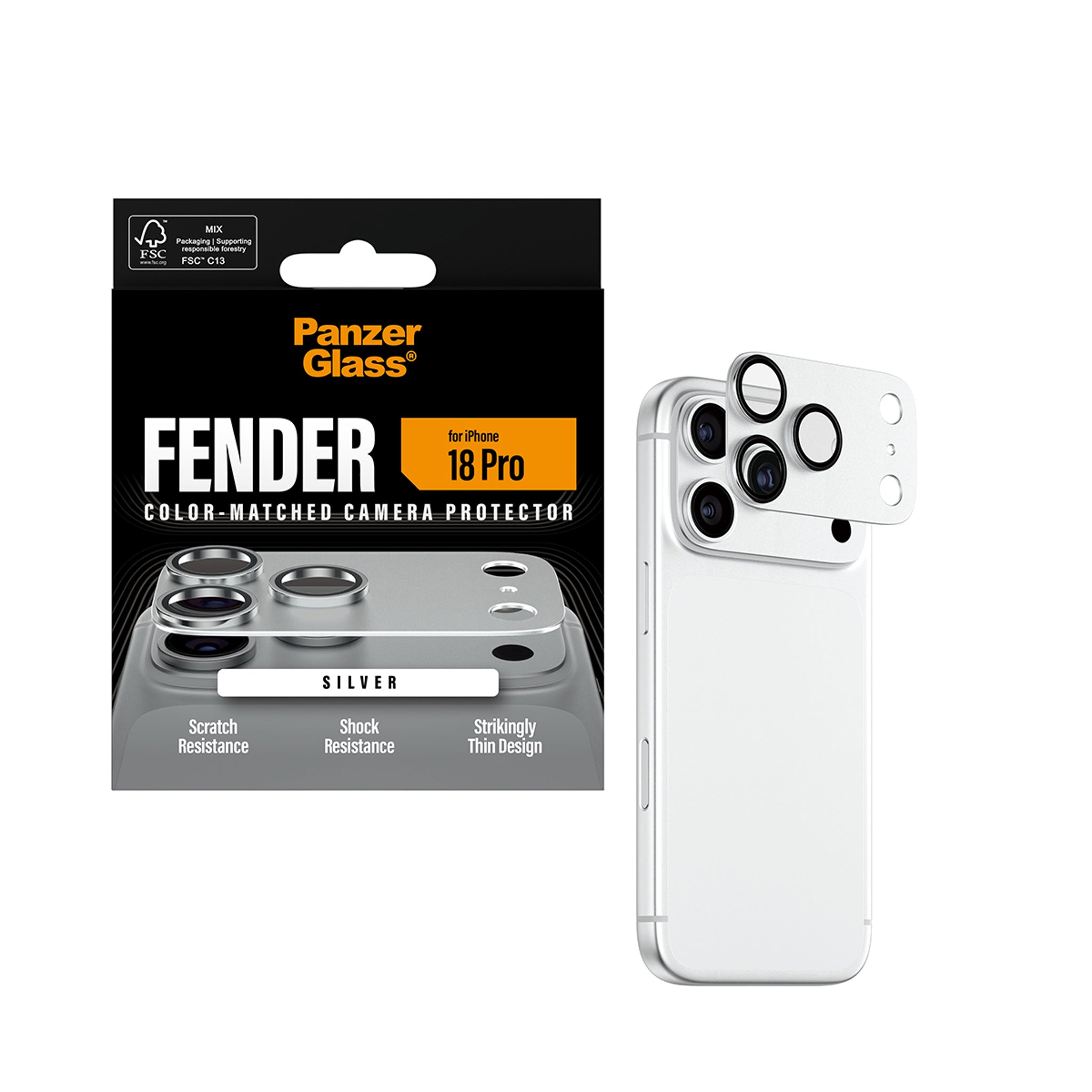 PanzerGlass® Fender Kameraschutz Silber iPhone 18 Pro