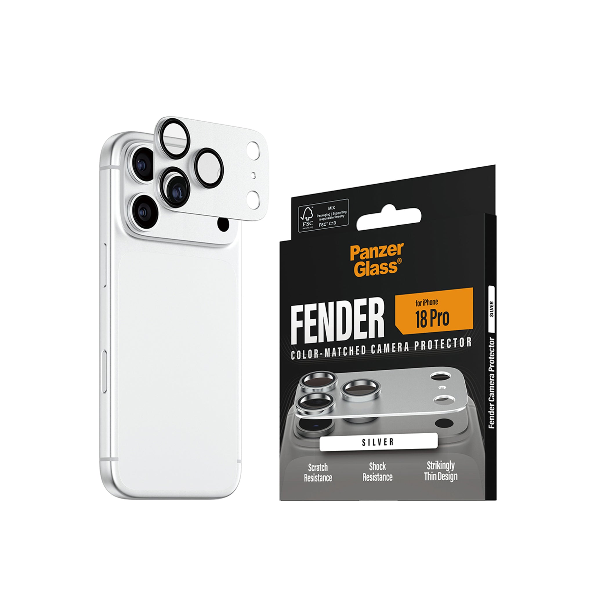 PanzerGlass® Fender Kameraschutz Silber iPhone 18 Pro