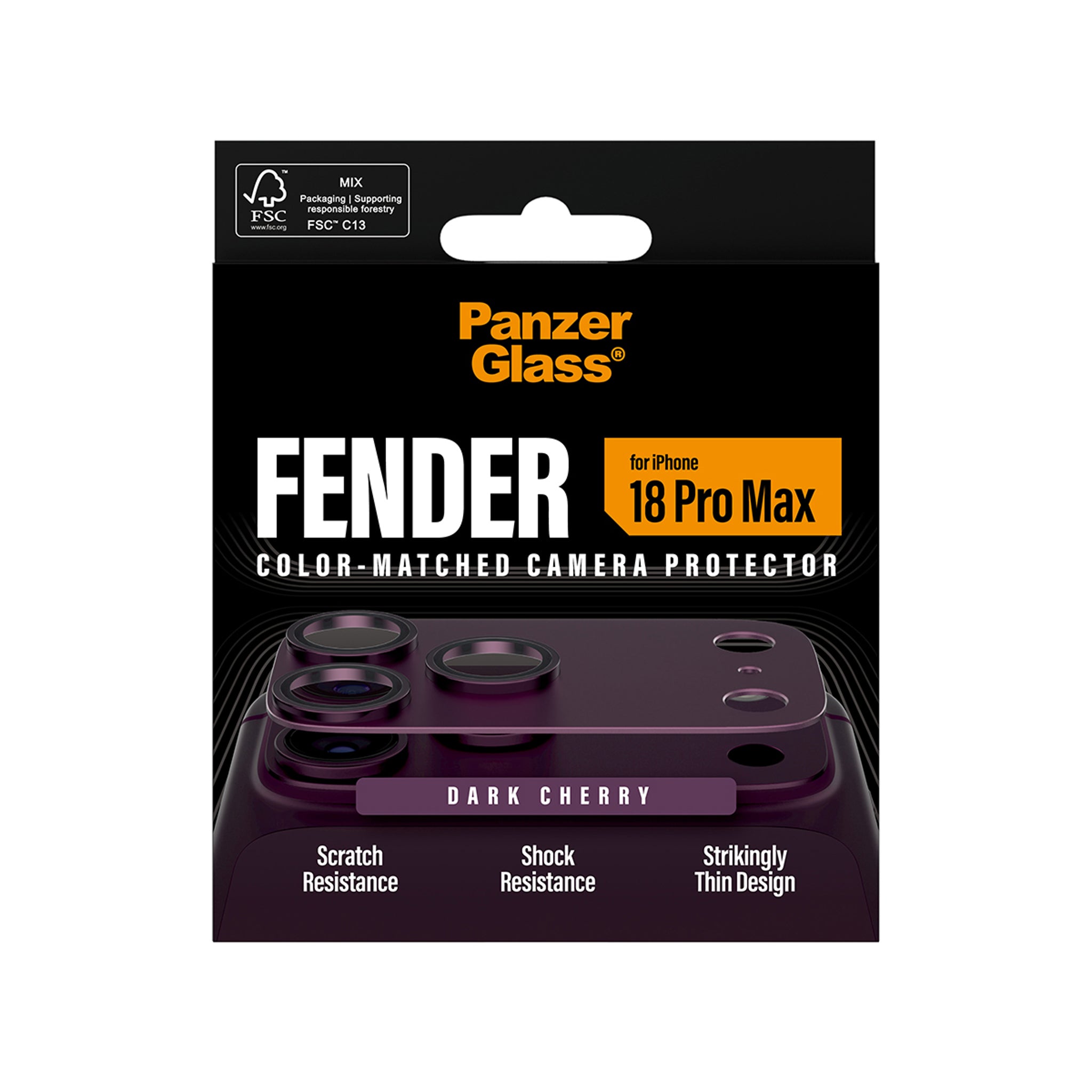 PanzerGlass® Fender Kameraschutz Dark Cherry iPhone 18 Pro Max