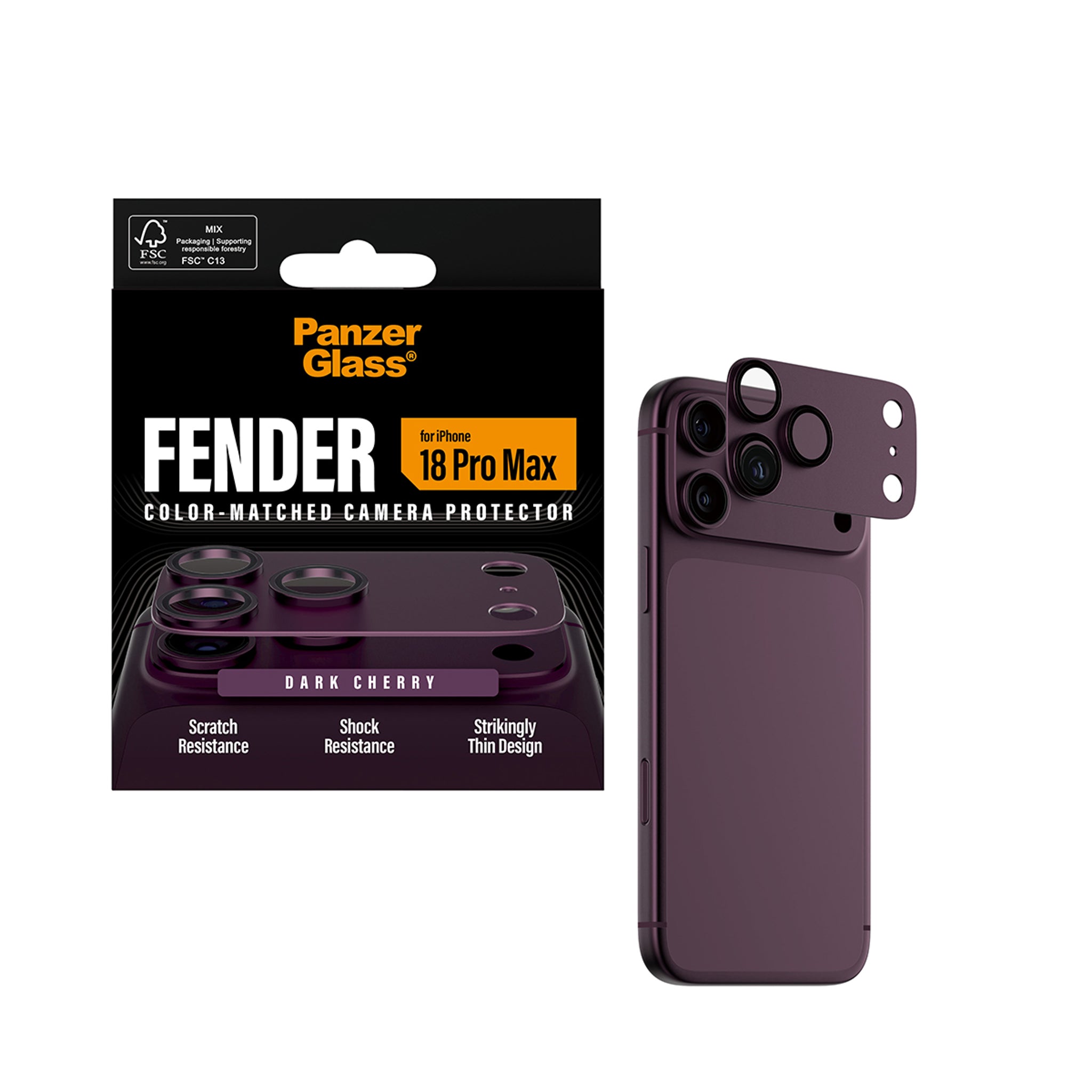 PanzerGlass® Fender Kameraschutz Dark Cherry iPhone 18 Pro Max