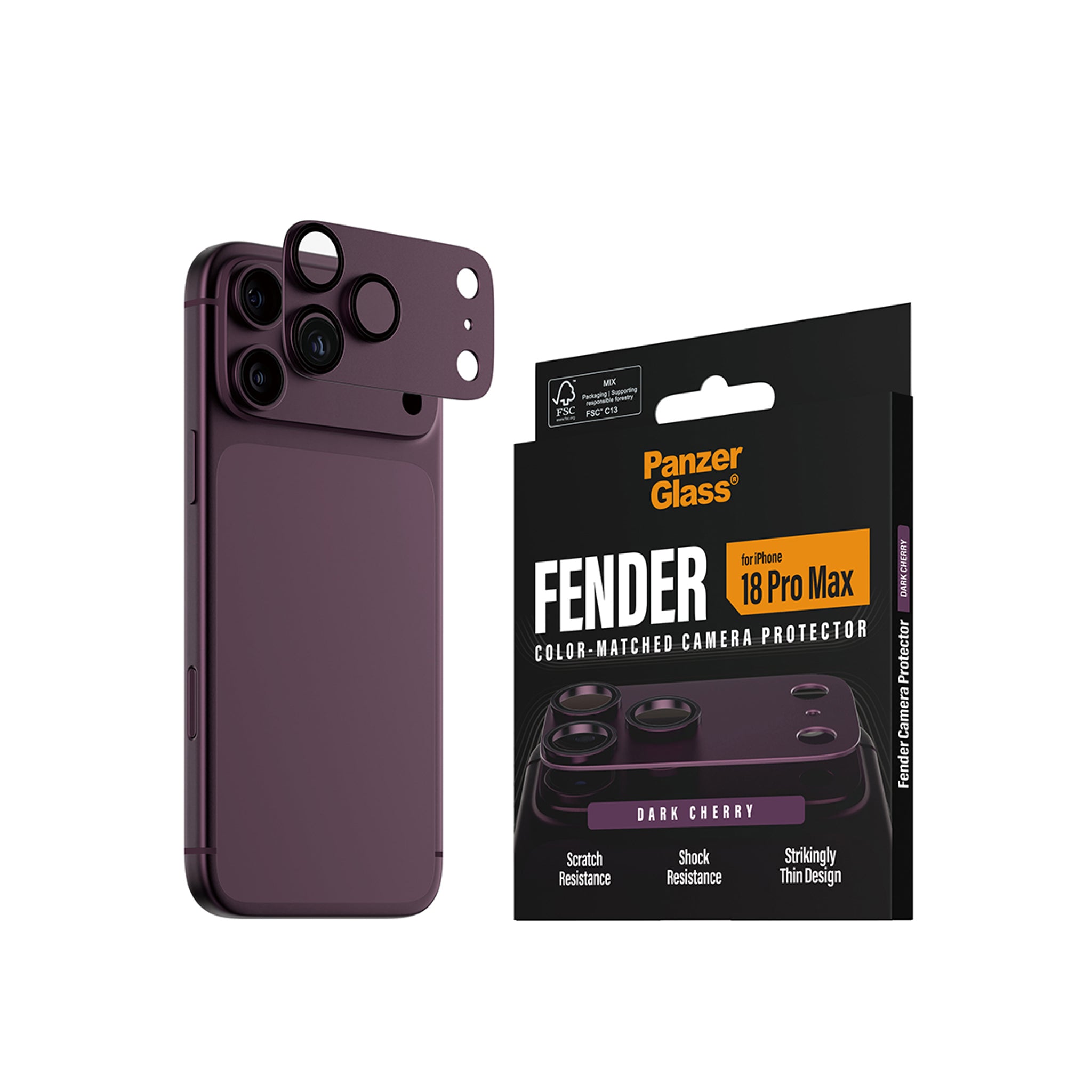 PanzerGlass® Fender Kameraschutz Dark Cherry iPhone 18 Pro Max