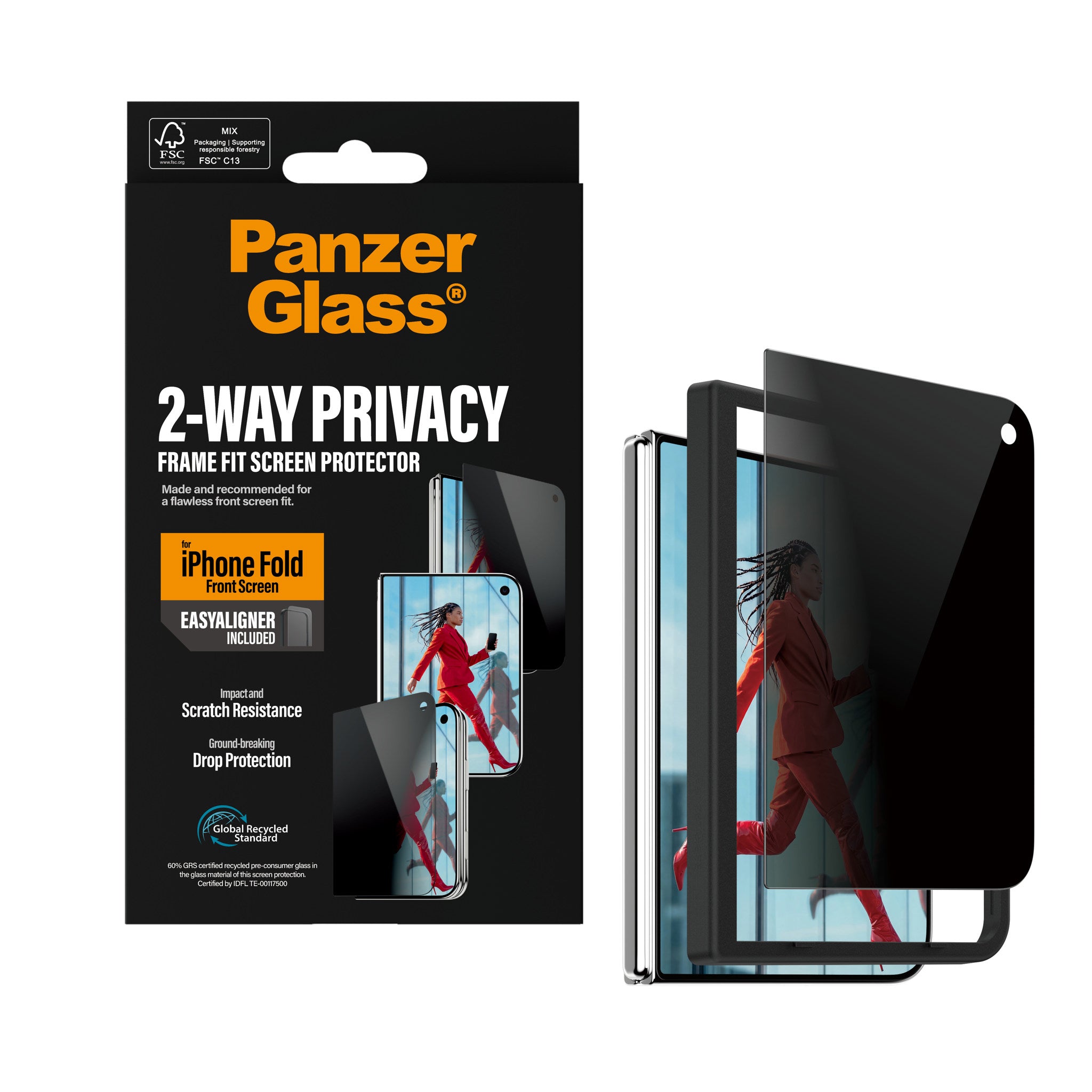 PanzerGlass® Privacy Außendisplay Displayschutz iPhone 2026 Fold | RahmenFit m. EasyAligner