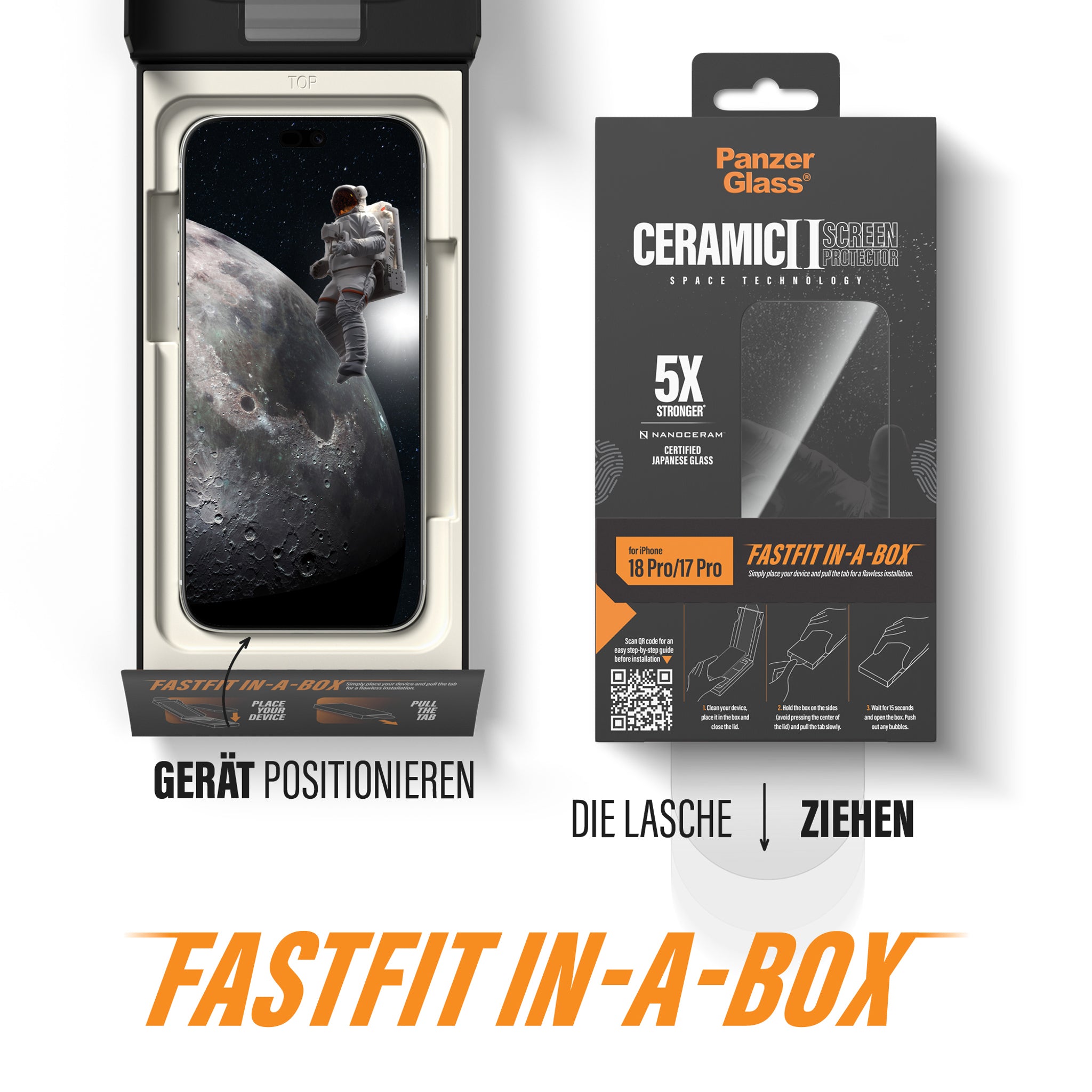 PanzerGlass® Ceramic Displayschutz iPhone 18 Pro | 17 Pro m. FASTFIT IN-A-BOX