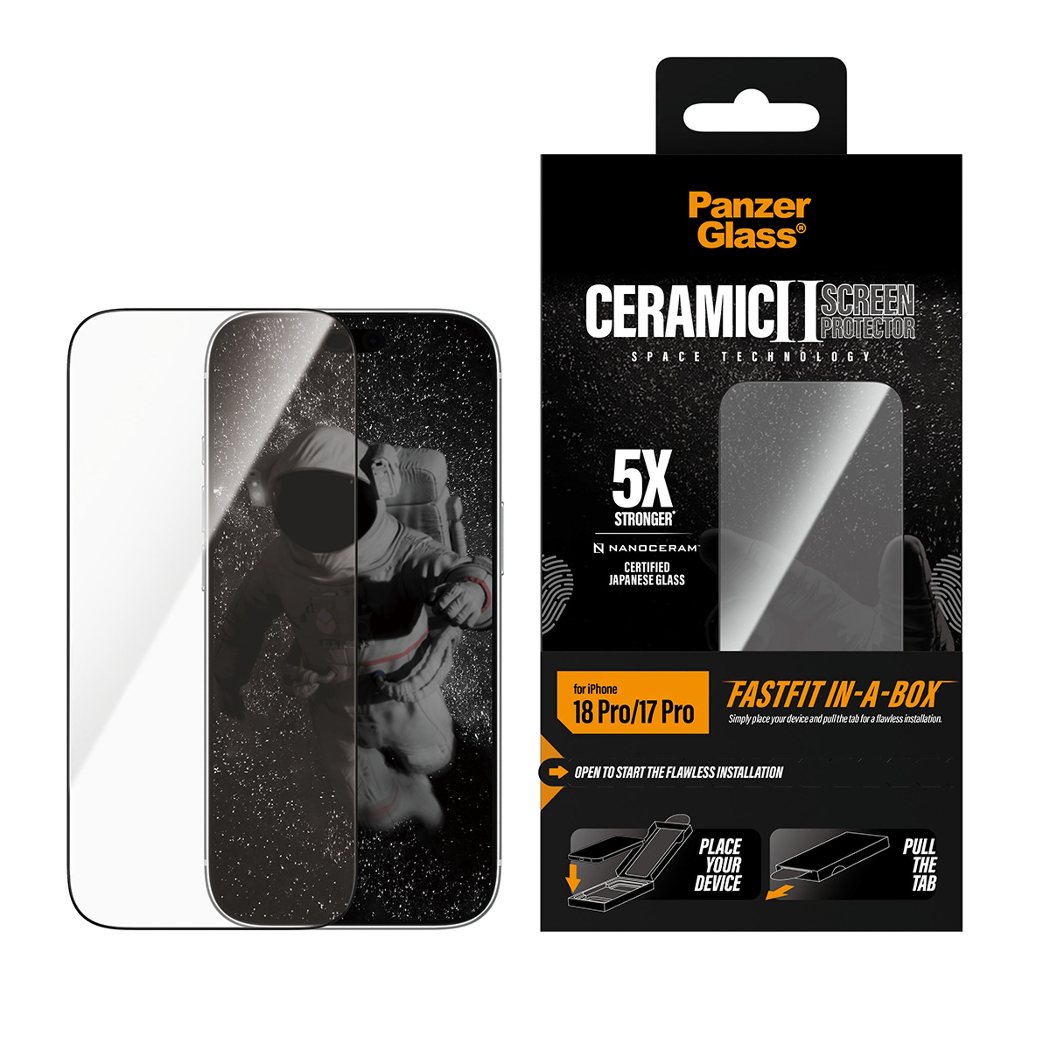 PanzerGlass® Ceramic Displayschutz iPhone 18 Pro | 17 Pro m. FASTFIT IN-A-BOX
