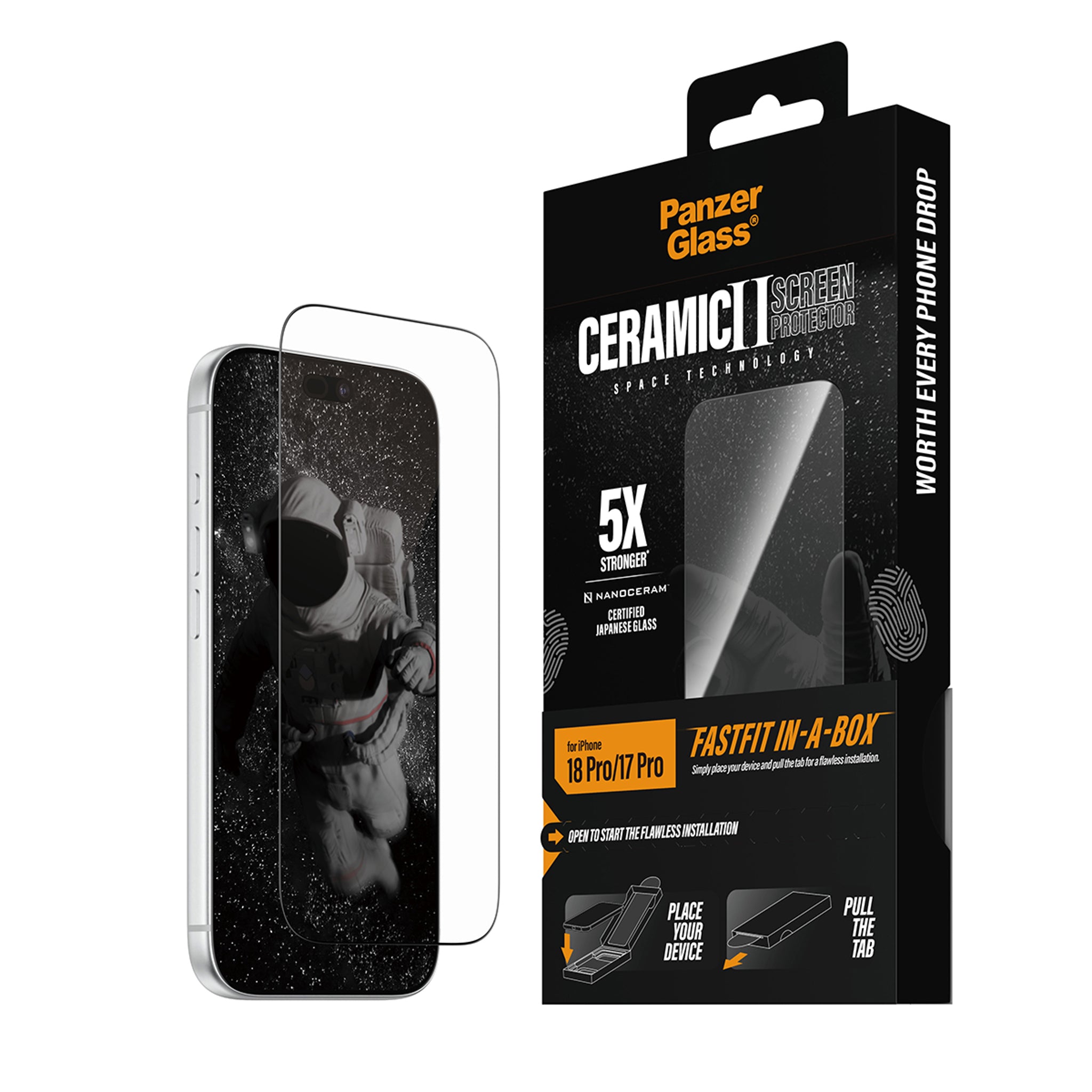 PanzerGlass® Ceramic Displayschutz iPhone 18 Pro | 17 Pro m. FASTFIT IN-A-BOX