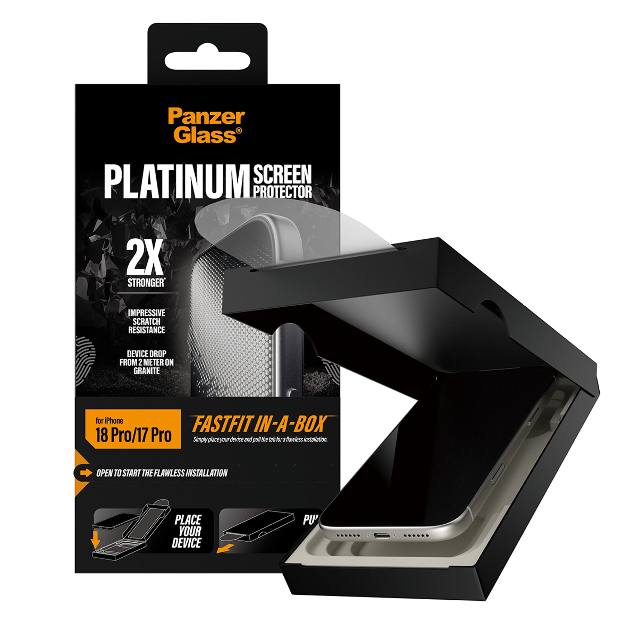 PanzerGlass® Platinum Displayschutz iPhone 18 Pro | 17 Pro m. FASTFIT IN-A-BOX