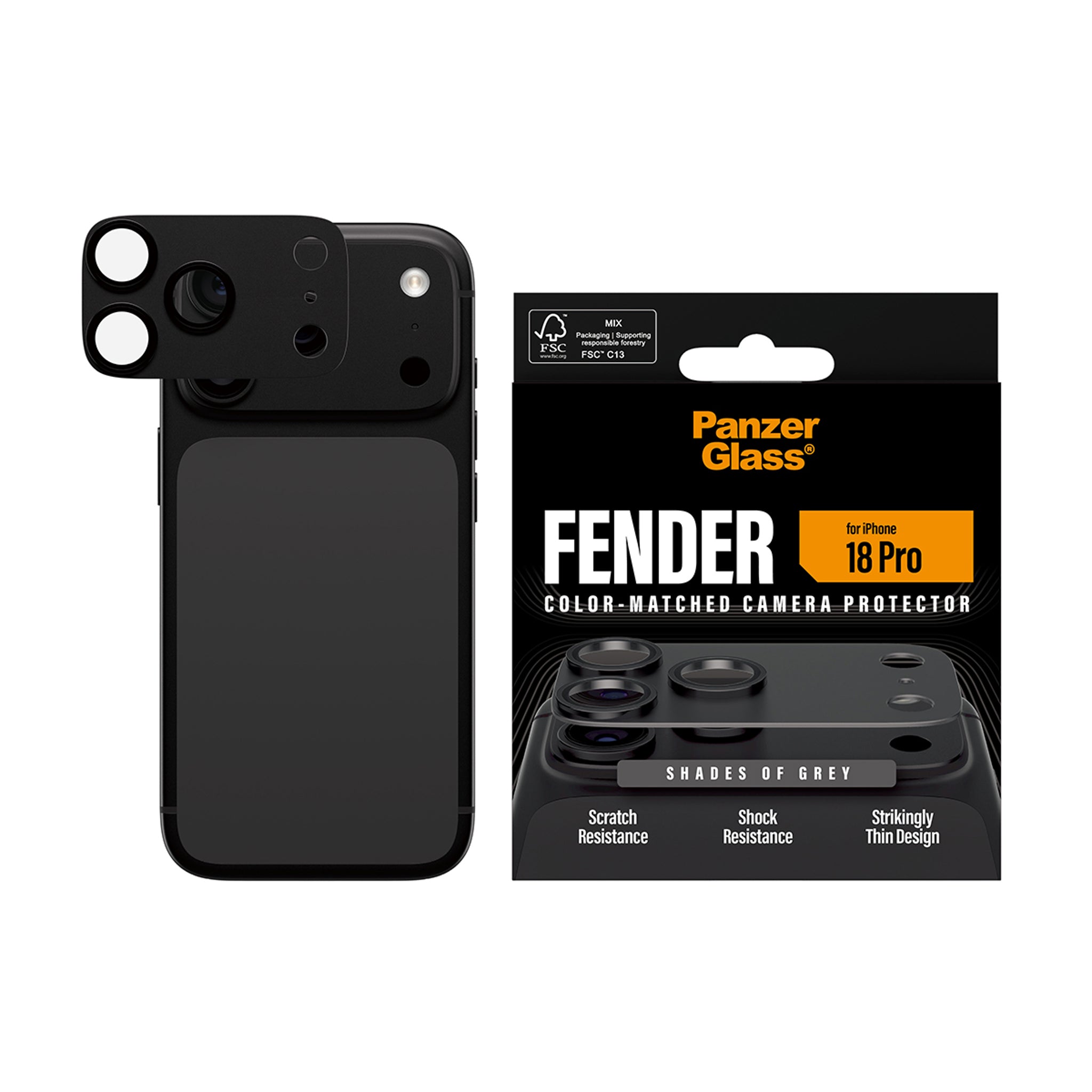PanzerGlass® Fender Kameraschutz Shades of Grey iPhone 18 Pro
