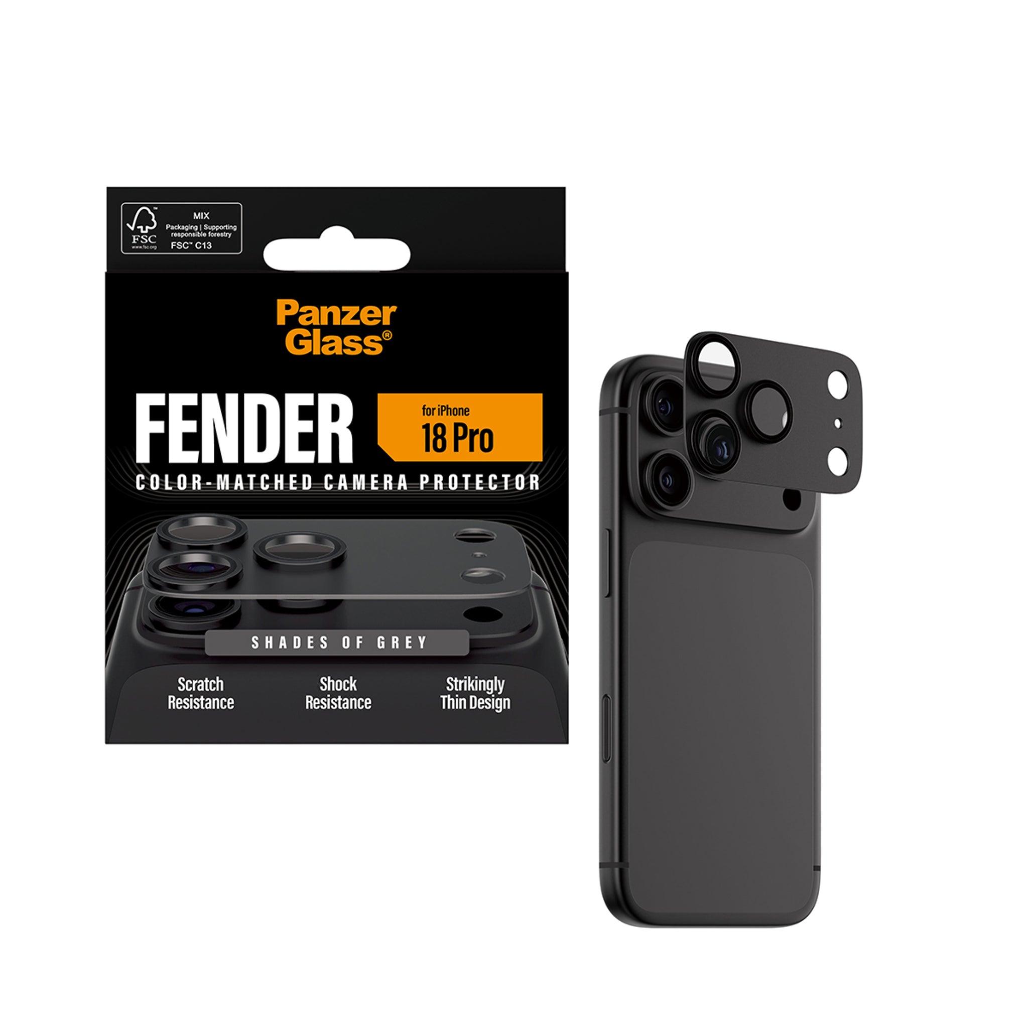PanzerGlass® Fender Kameraschutz Shades of Grey iPhone 18 Pro