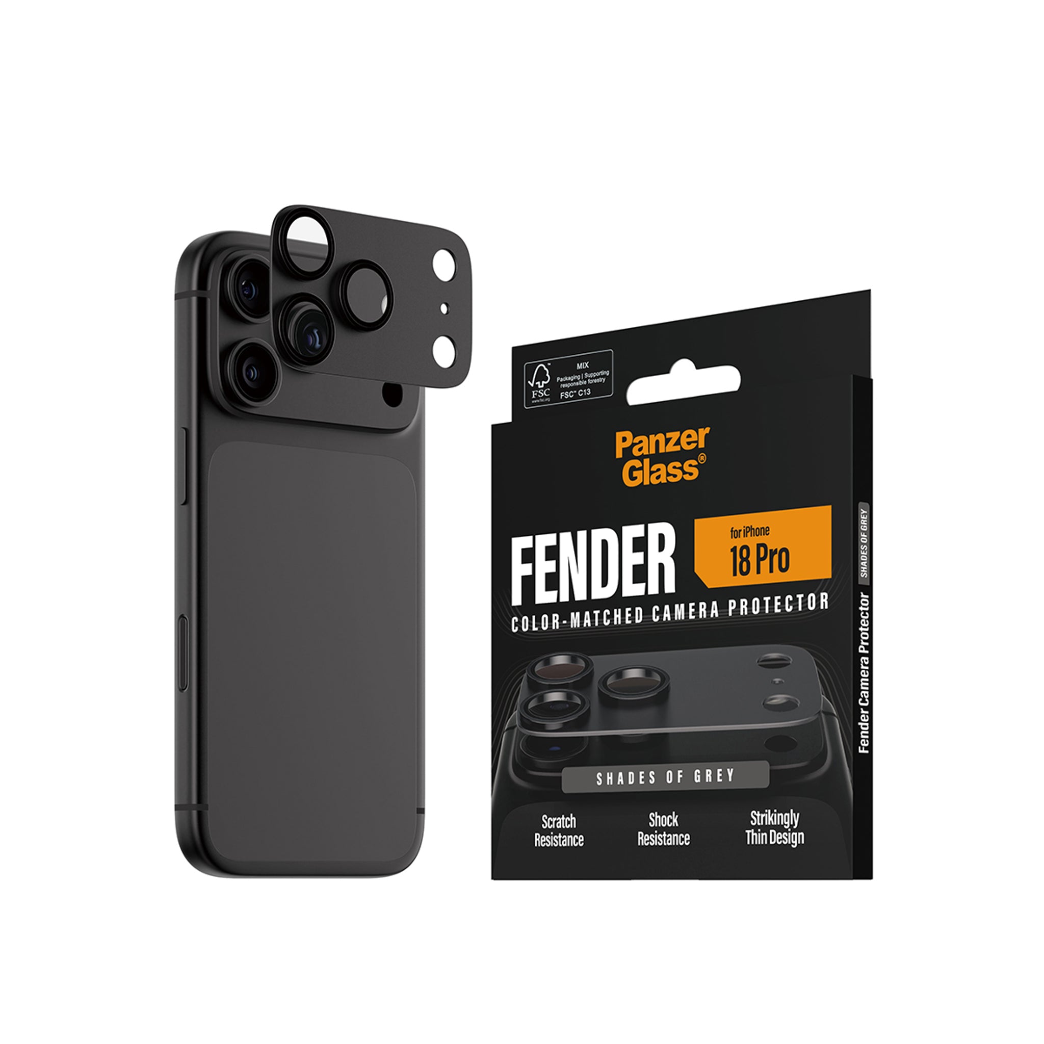 PanzerGlass® Fender Kameraschutz Shades of Grey iPhone 18 Pro