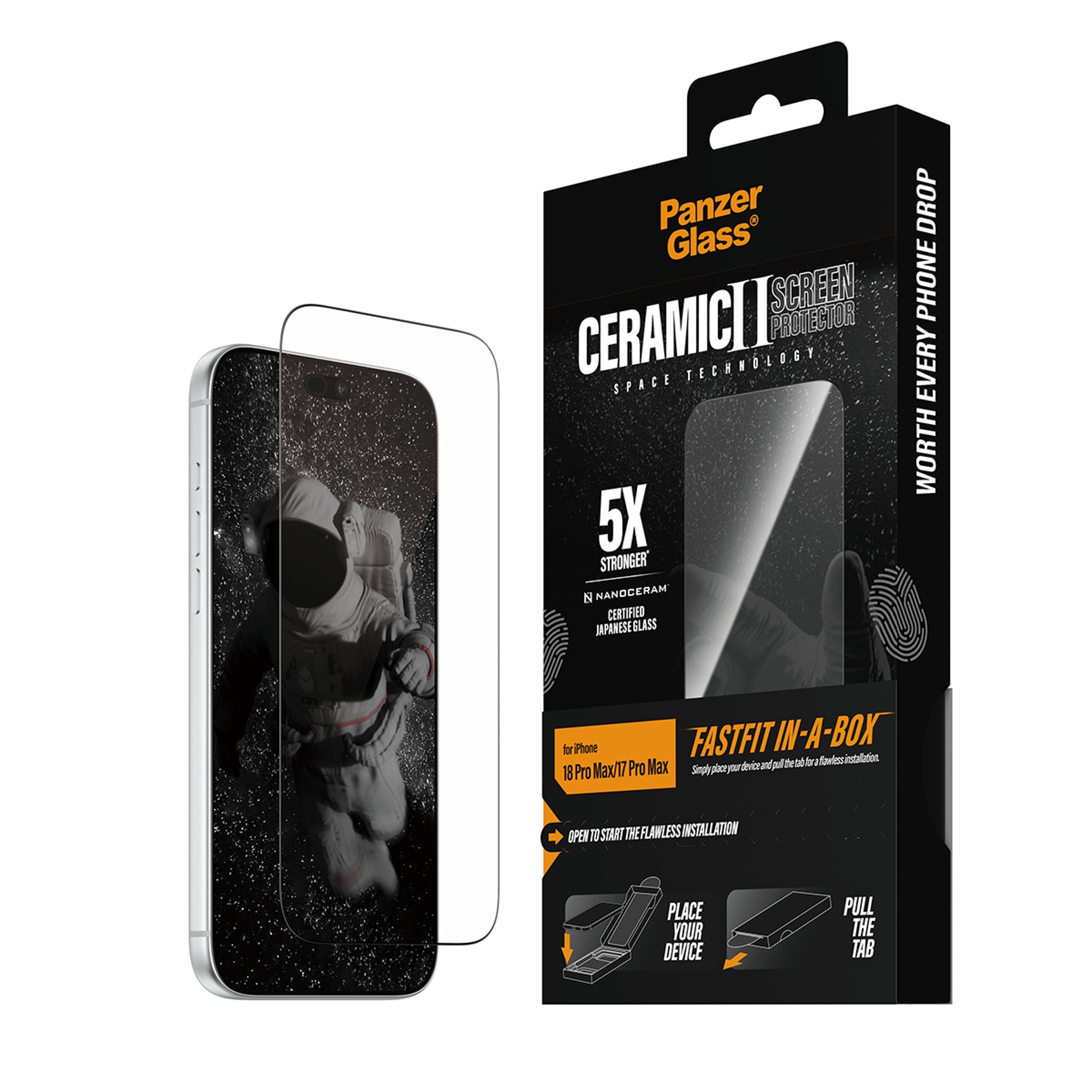 PanzerGlass® Ceramic Displayschutz iPhone 18 Pro Max | 17 Pro Max m. FASTFIT IN-A-BOX