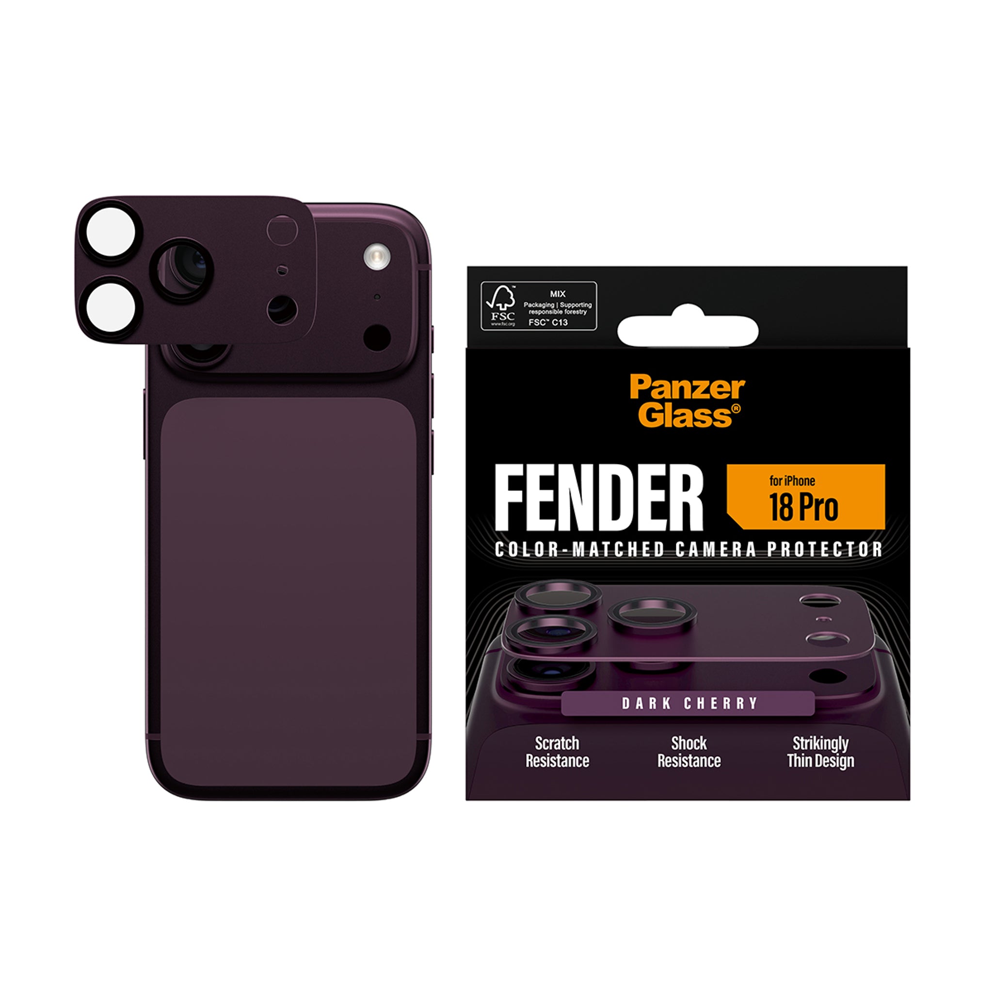 PanzerGlass® Fender Kameraschutz Dark Cherry iPhone 18 Pro