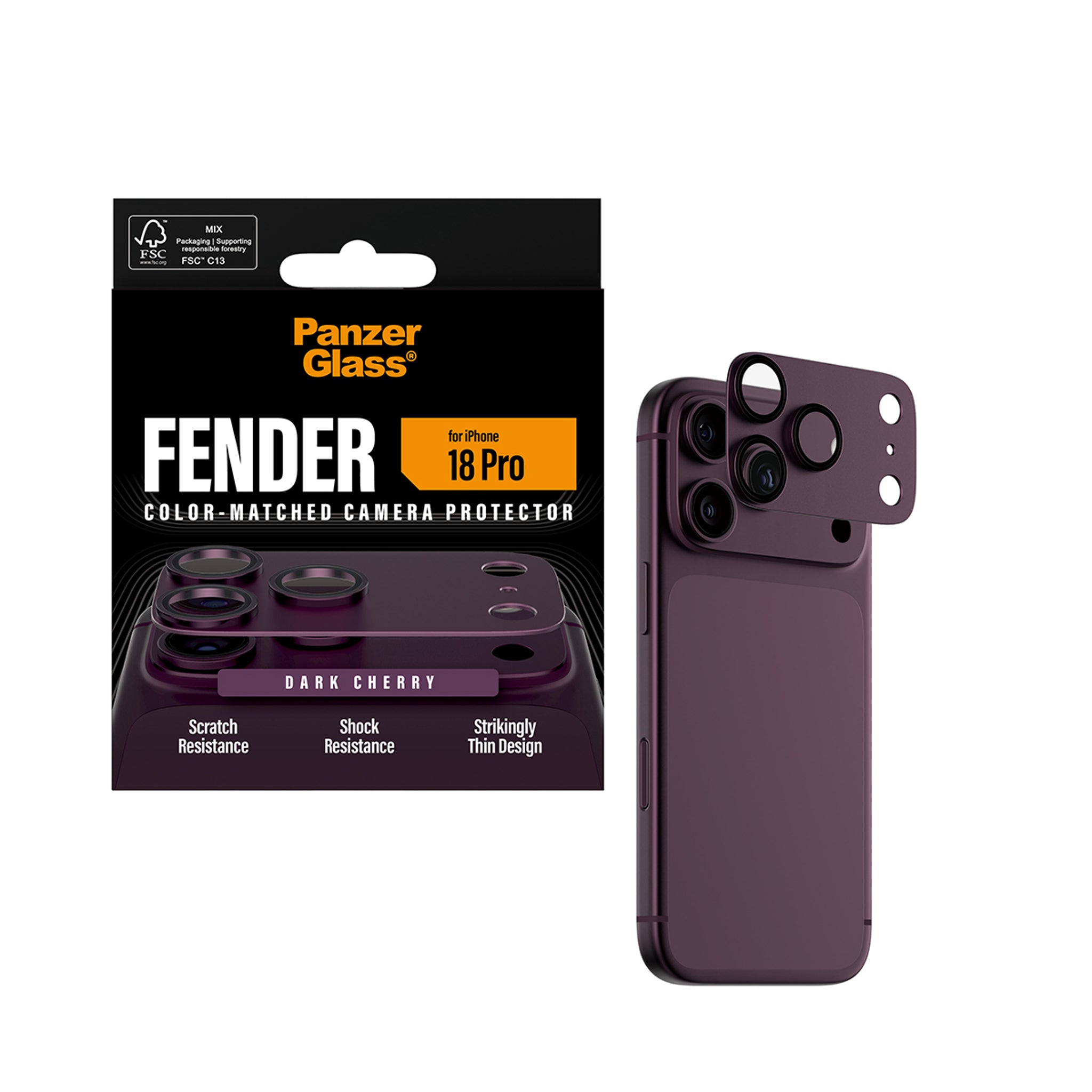 PanzerGlass® Fender Kameraschutz Dark Cherry iPhone 18 Pro