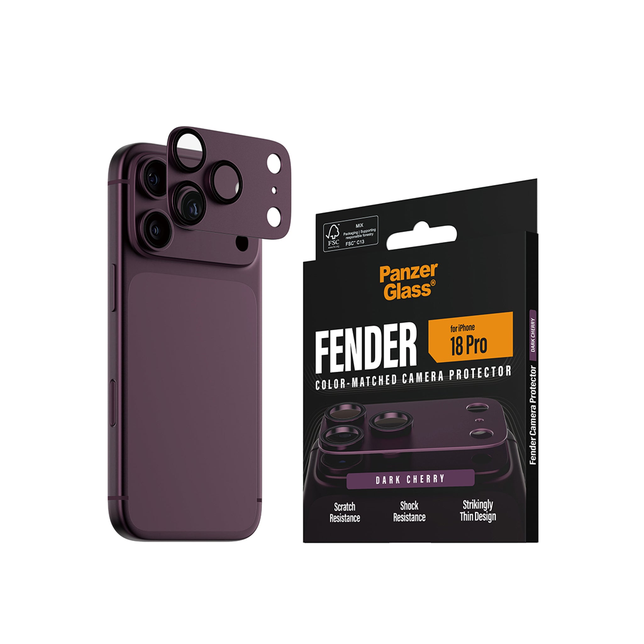 PanzerGlass® Fender Kameraschutz Dark Cherry iPhone 18 Pro