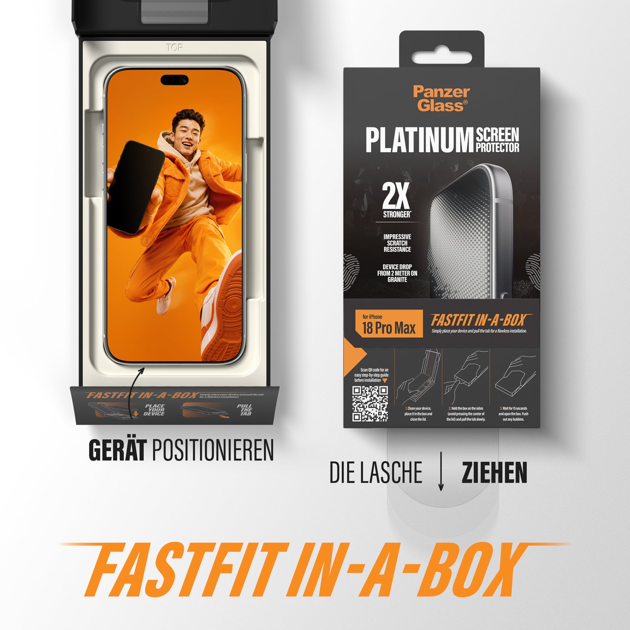 PanzerGlass® Platinum Displayschutz iPhone 18 Pro Max | 17 Pro Max m. FASTFIT IN-A-BOX