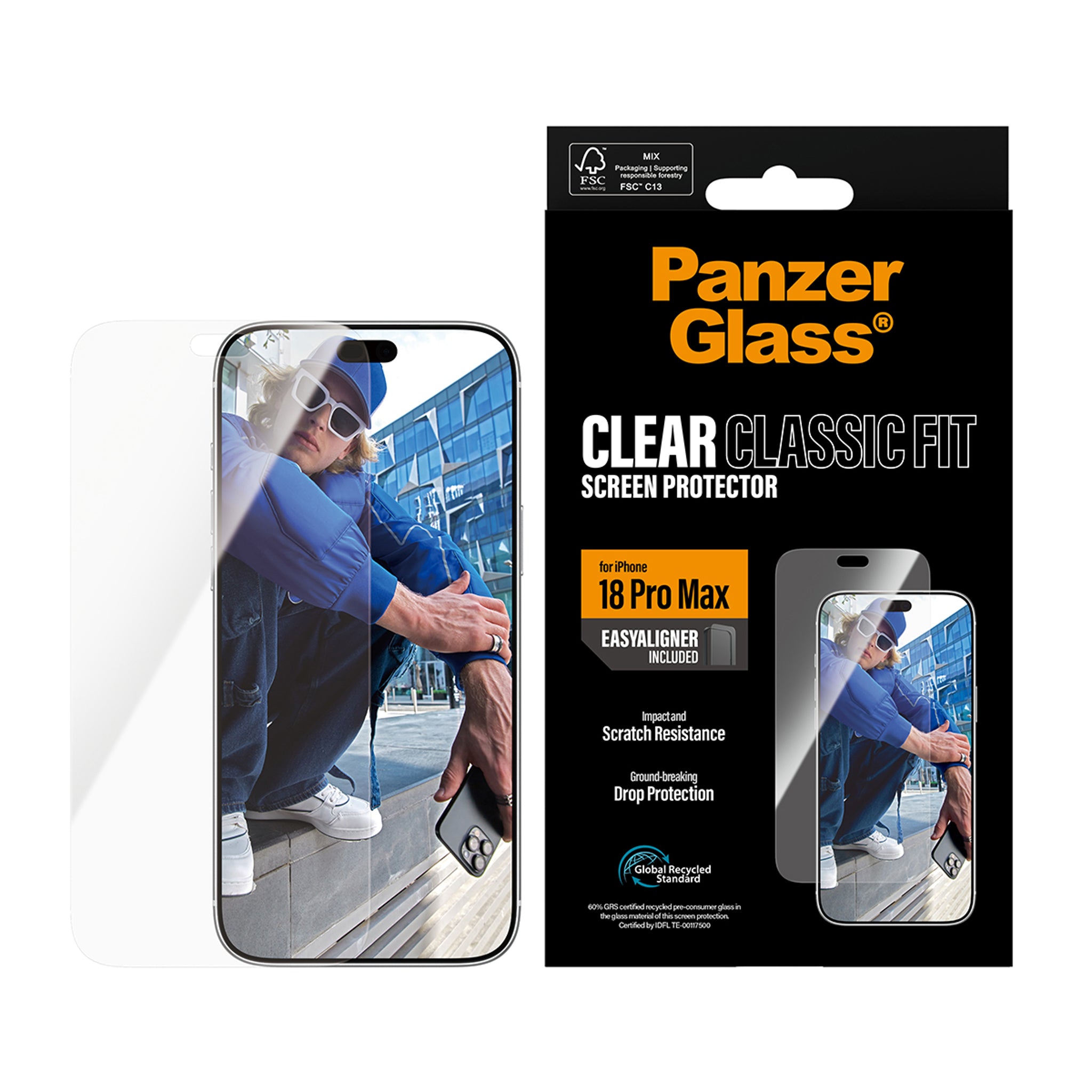 PanzerGlass® Displayschutz iPhone 18 Pro Max | Classic fit m. EasyAligner