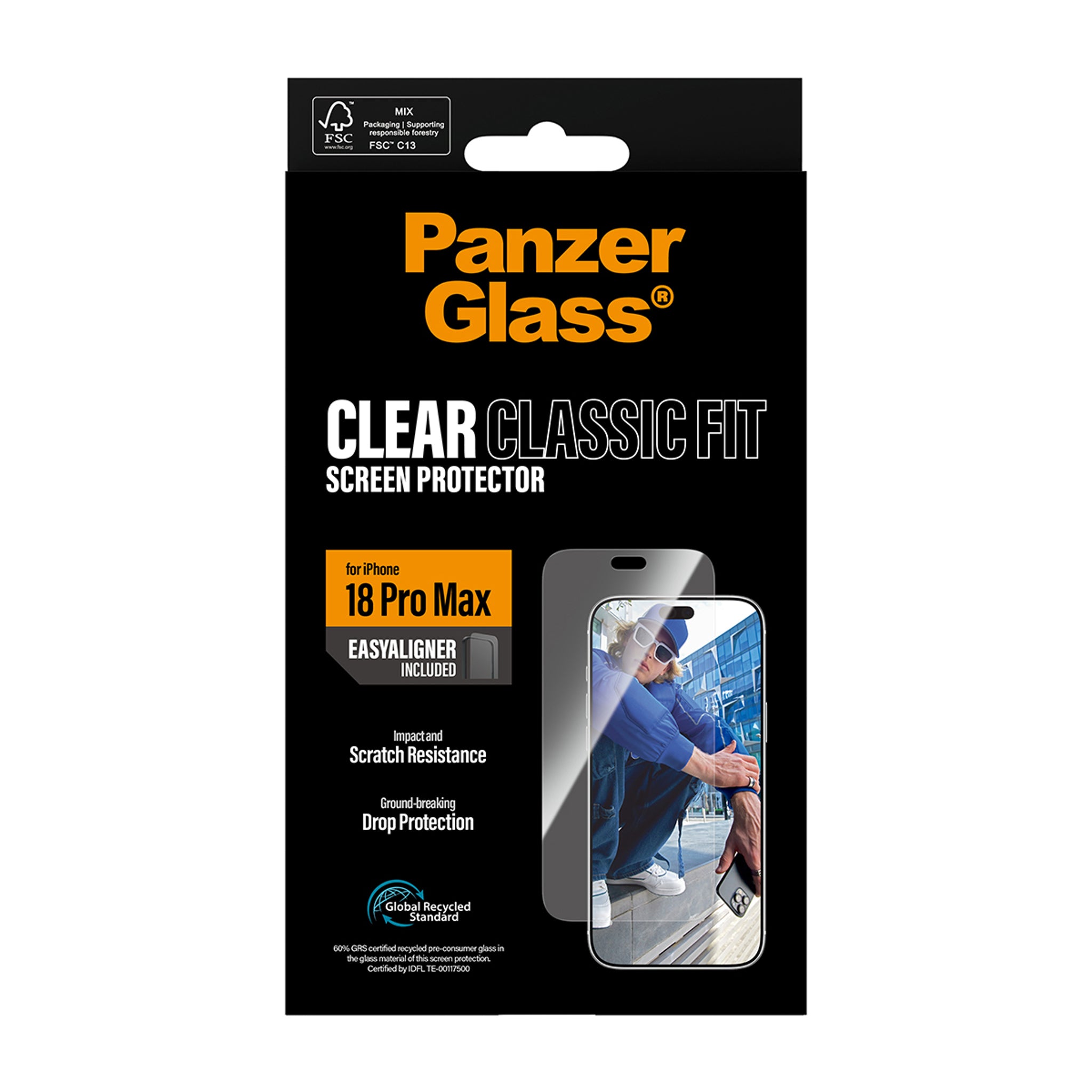 PanzerGlass® Displayschutz iPhone 18 Pro Max | Classic fit m. EasyAligner