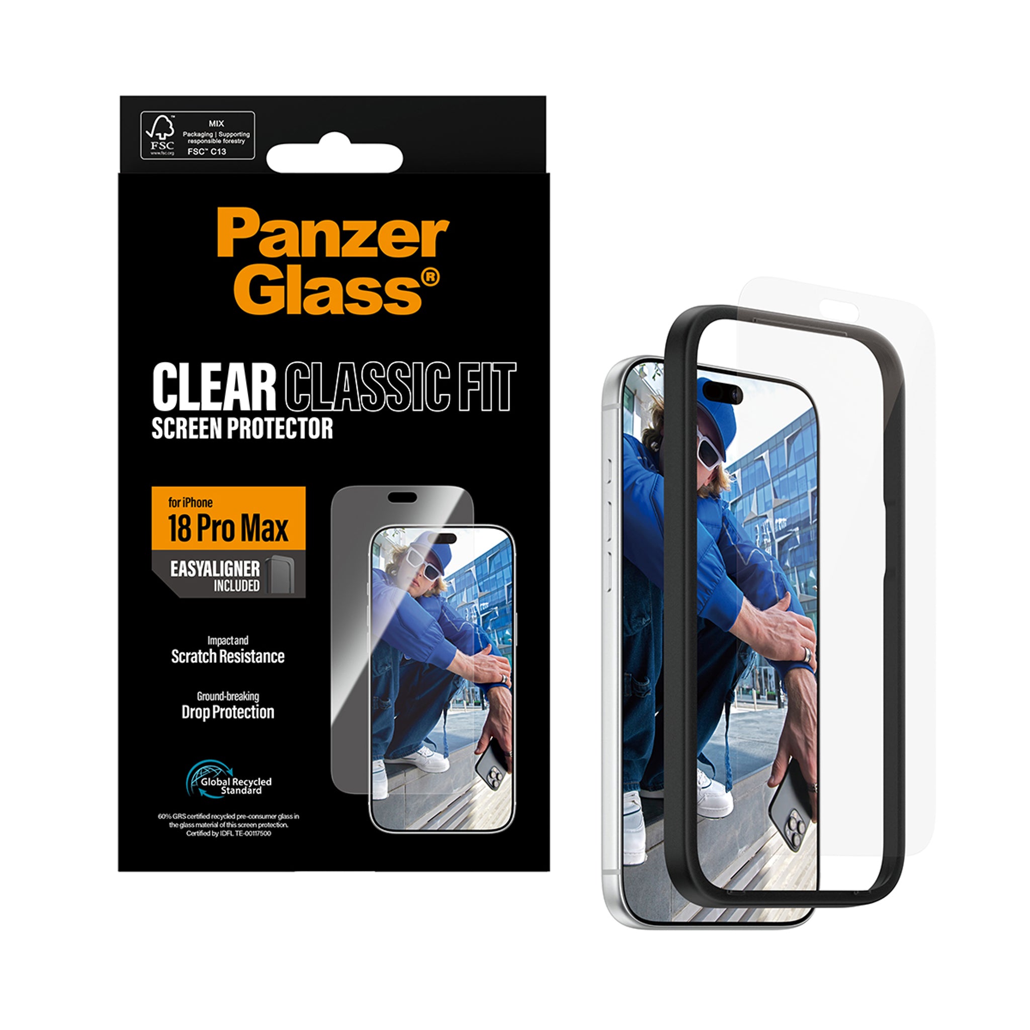 PanzerGlass® Displayschutz iPhone 18 Pro Max | Classic fit m. EasyAligner