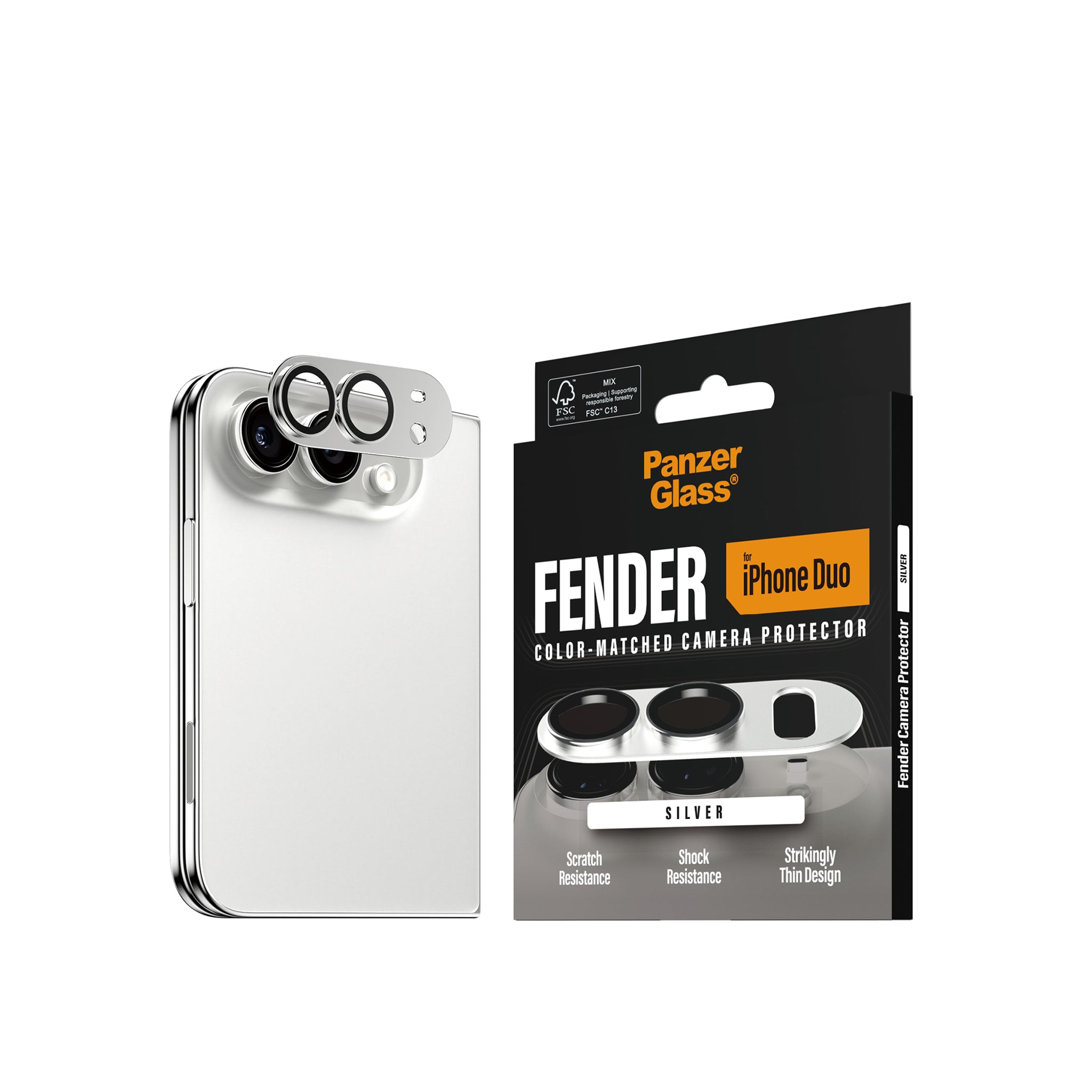 PanzerGlass® Fender Kameraschutz Silber iPhone Duo
