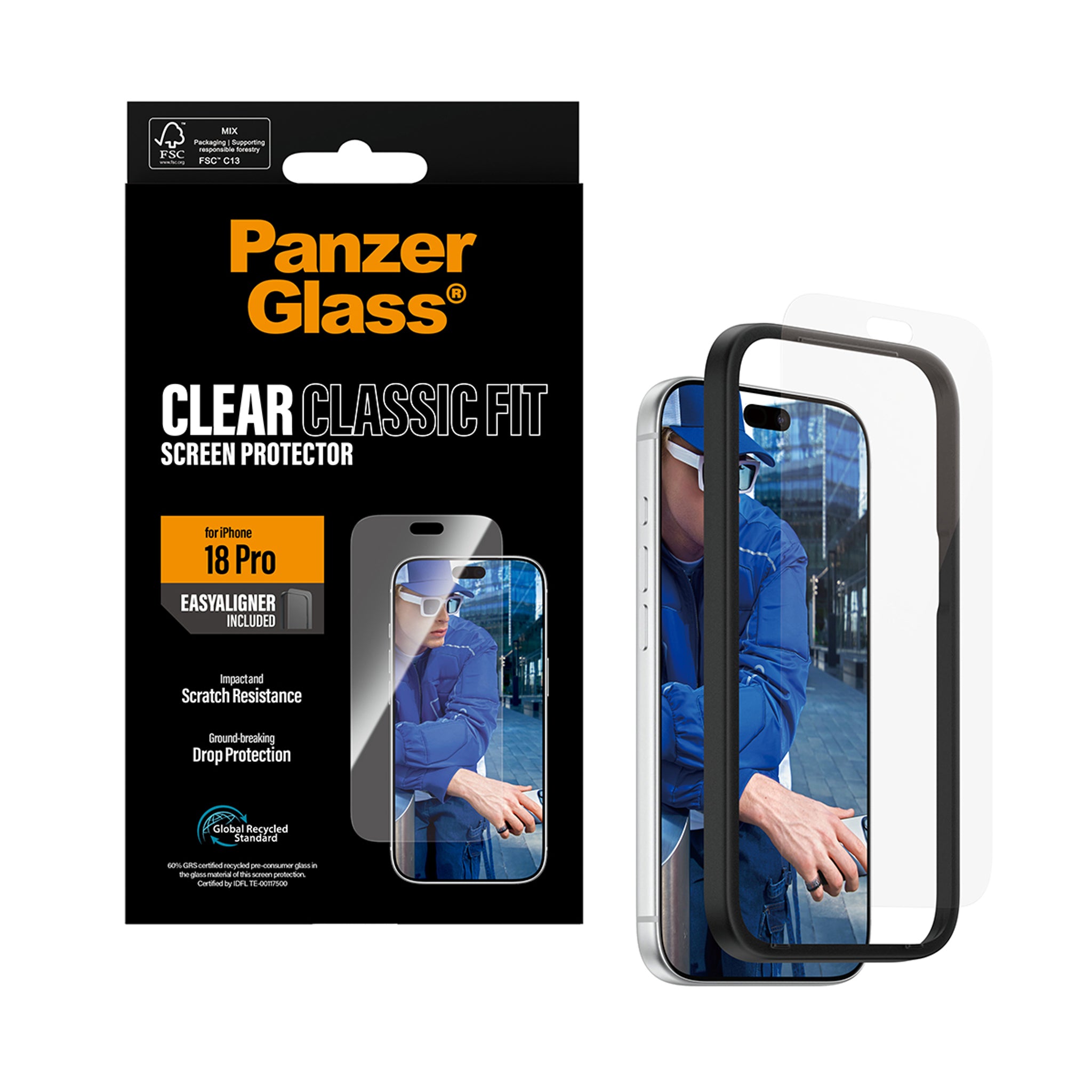 PanzerGlass® Displayschutz iPhone 18 Pro | Classic fit m. EasyAligner
