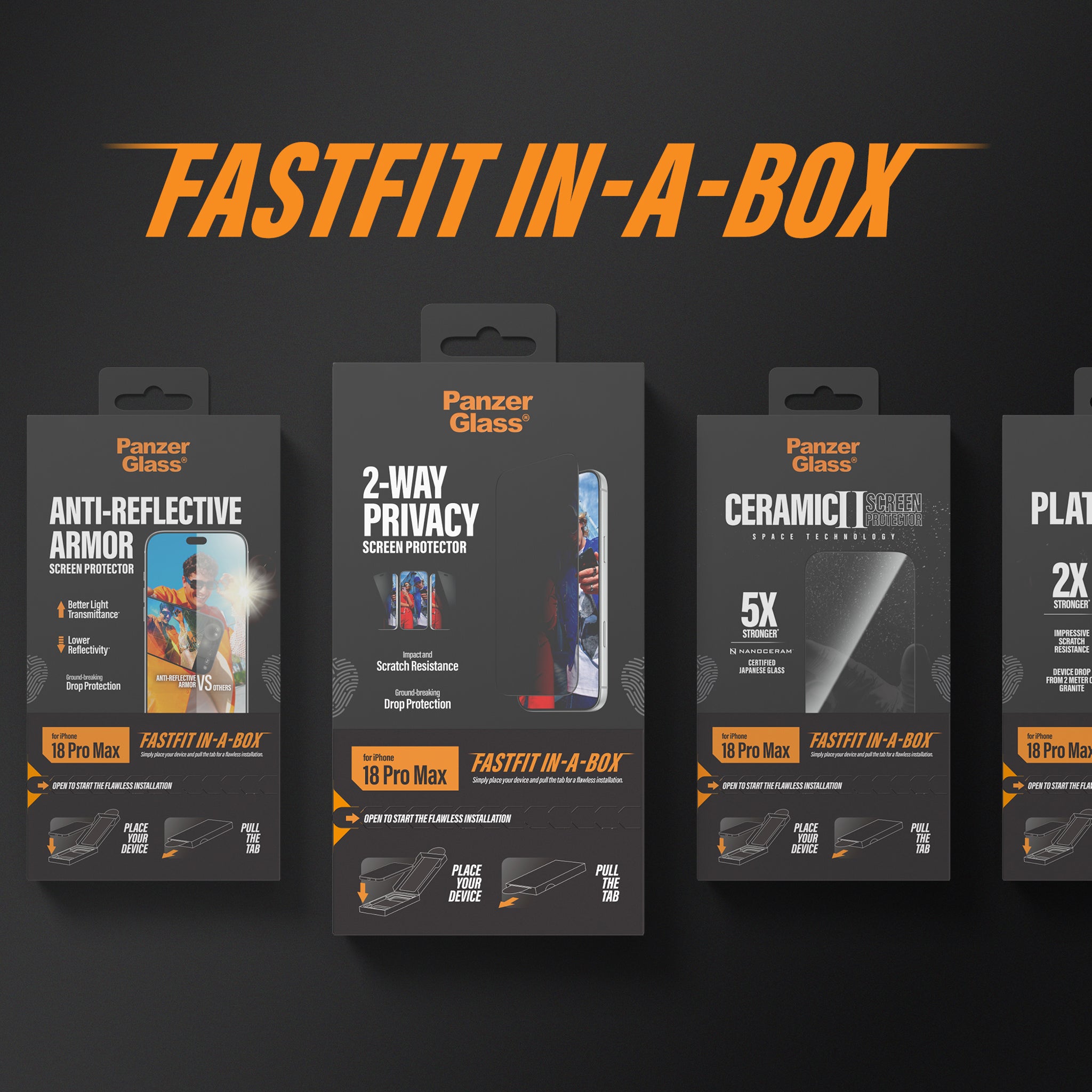 PanzerGlass® Displayschutz iPhone 18 Pro Max | 17 Pro Max | Ultra-Wide Fit m. FASTFIT IN-A-BOX
