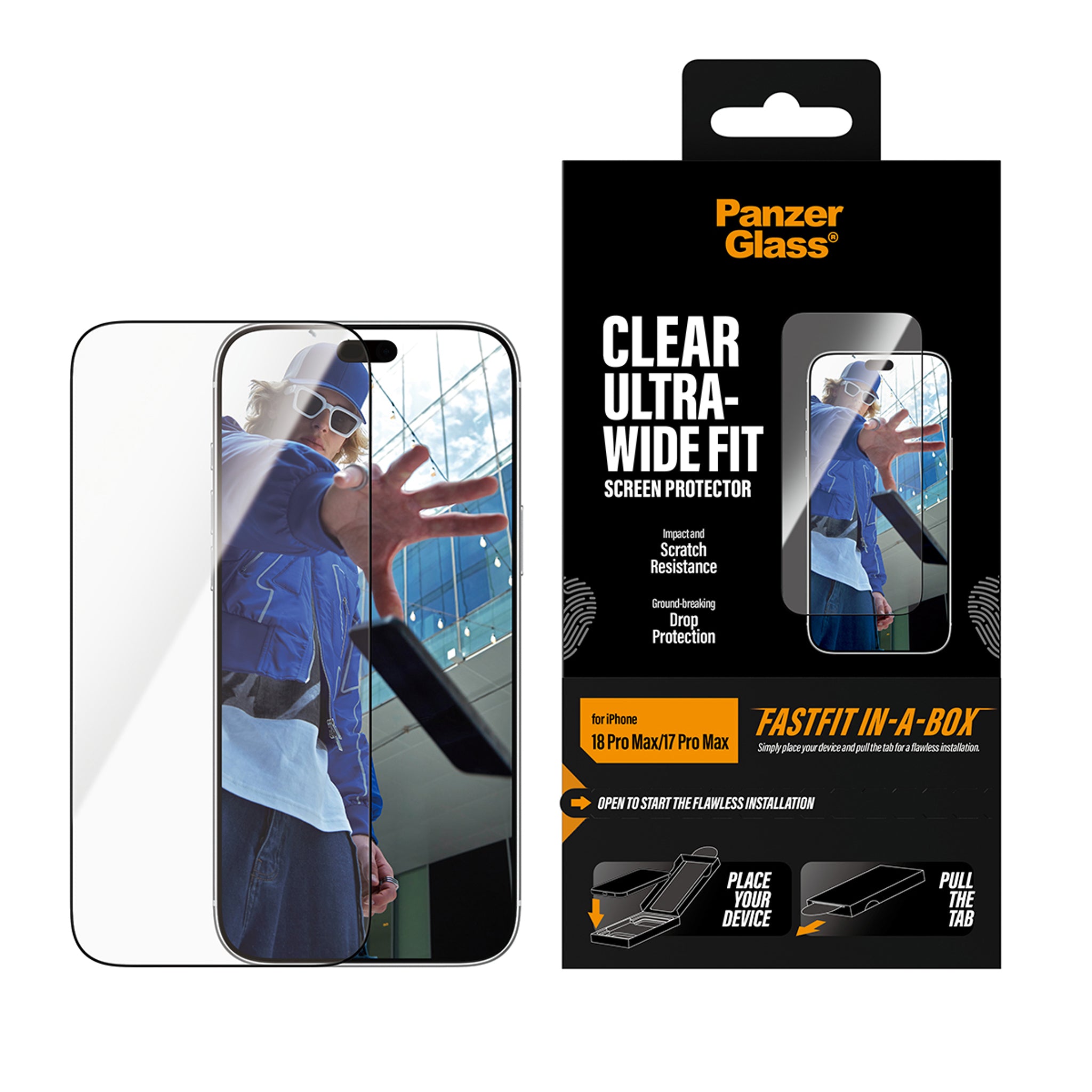 PanzerGlass® Displayschutz iPhone 18 Pro Max | 17 Pro Max | Ultra-Wide Fit m. FASTFIT IN-A-BOX
