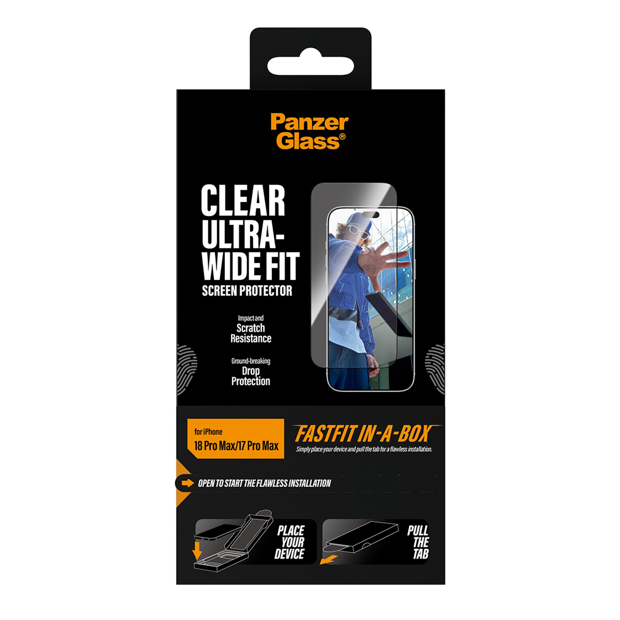 PanzerGlass® Displayschutz iPhone 18 Pro Max | 17 Pro Max | Ultra-Wide Fit m. FASTFIT IN-A-BOX