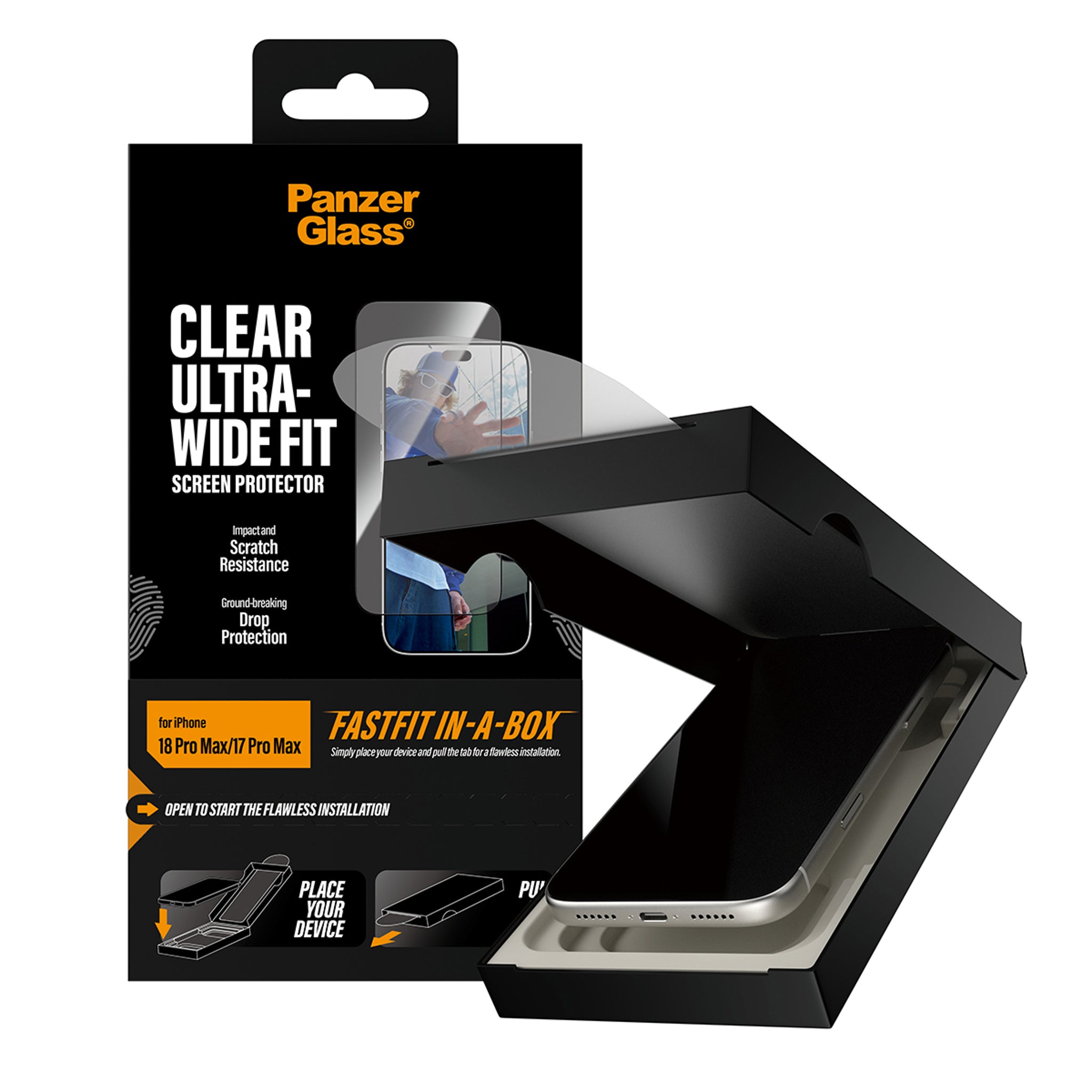 PanzerGlass® Displayschutz iPhone 18 Pro Max | 17 Pro Max | Ultra-Wide Fit m. FASTFIT IN-A-BOX