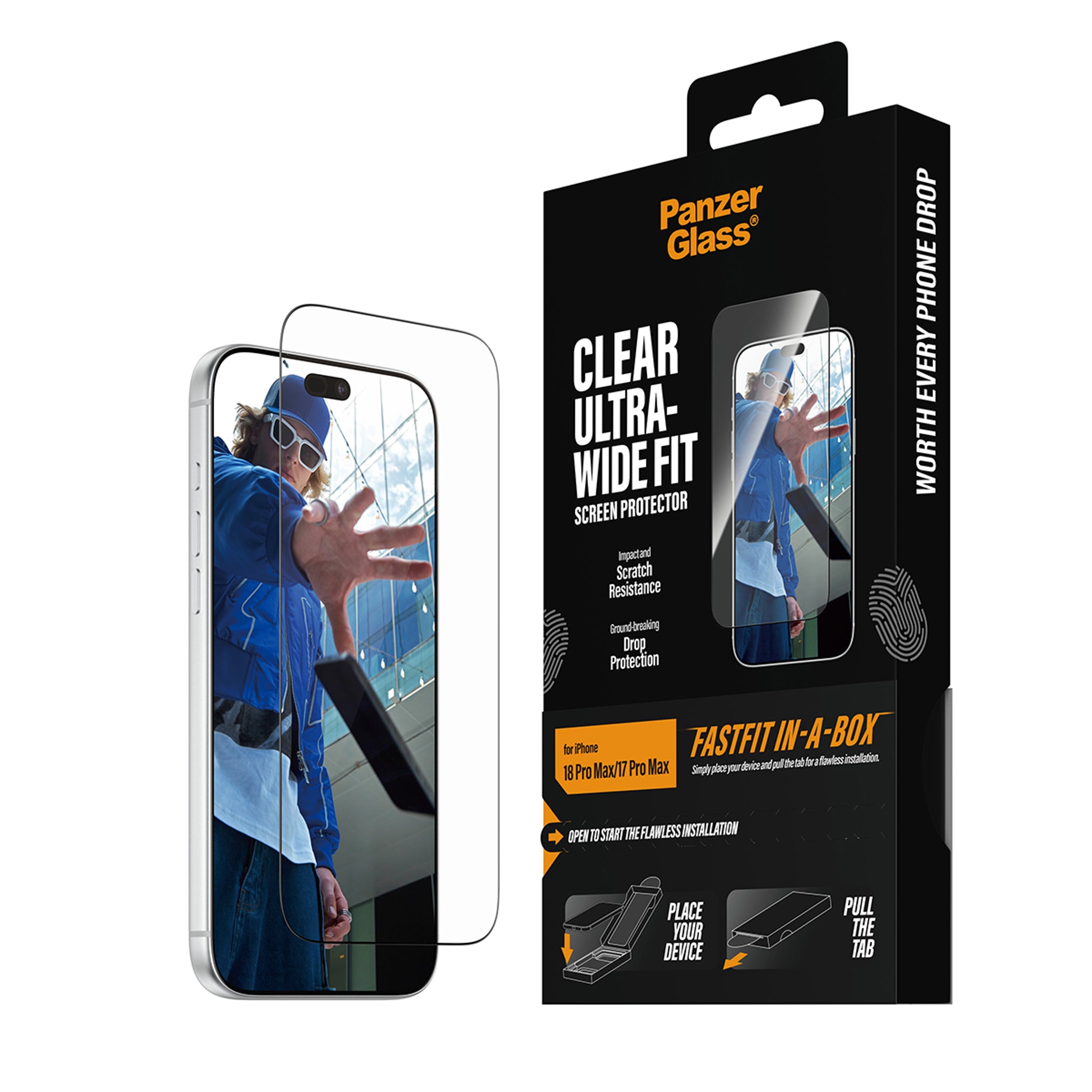 PanzerGlass® Displayschutz iPhone 18 Pro Max | 17 Pro Max | Ultra-Wide Fit m. FASTFIT IN-A-BOX