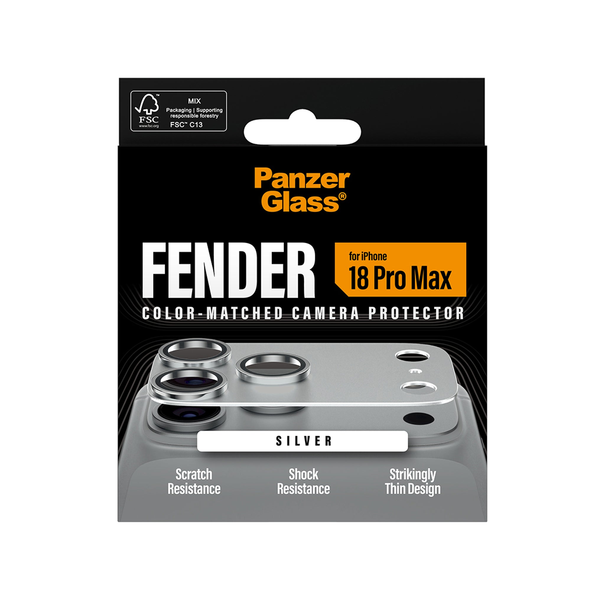 PanzerGlass® Fender Kameraschutz Silber iPhone 18 Pro Max
