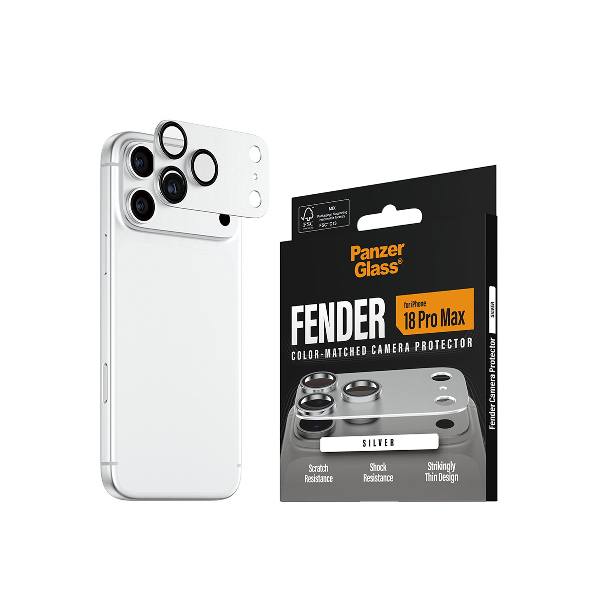 PanzerGlass® Fender Kameraschutz Silber iPhone 18 Pro Max