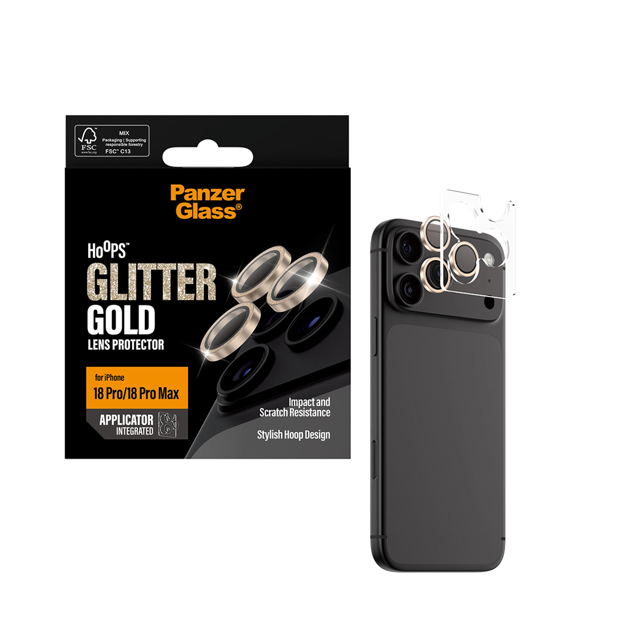 PanzerGlass® Hoops® Kameraschutz Glitter Gold iPhone 18 Pro | 18 Pro Max