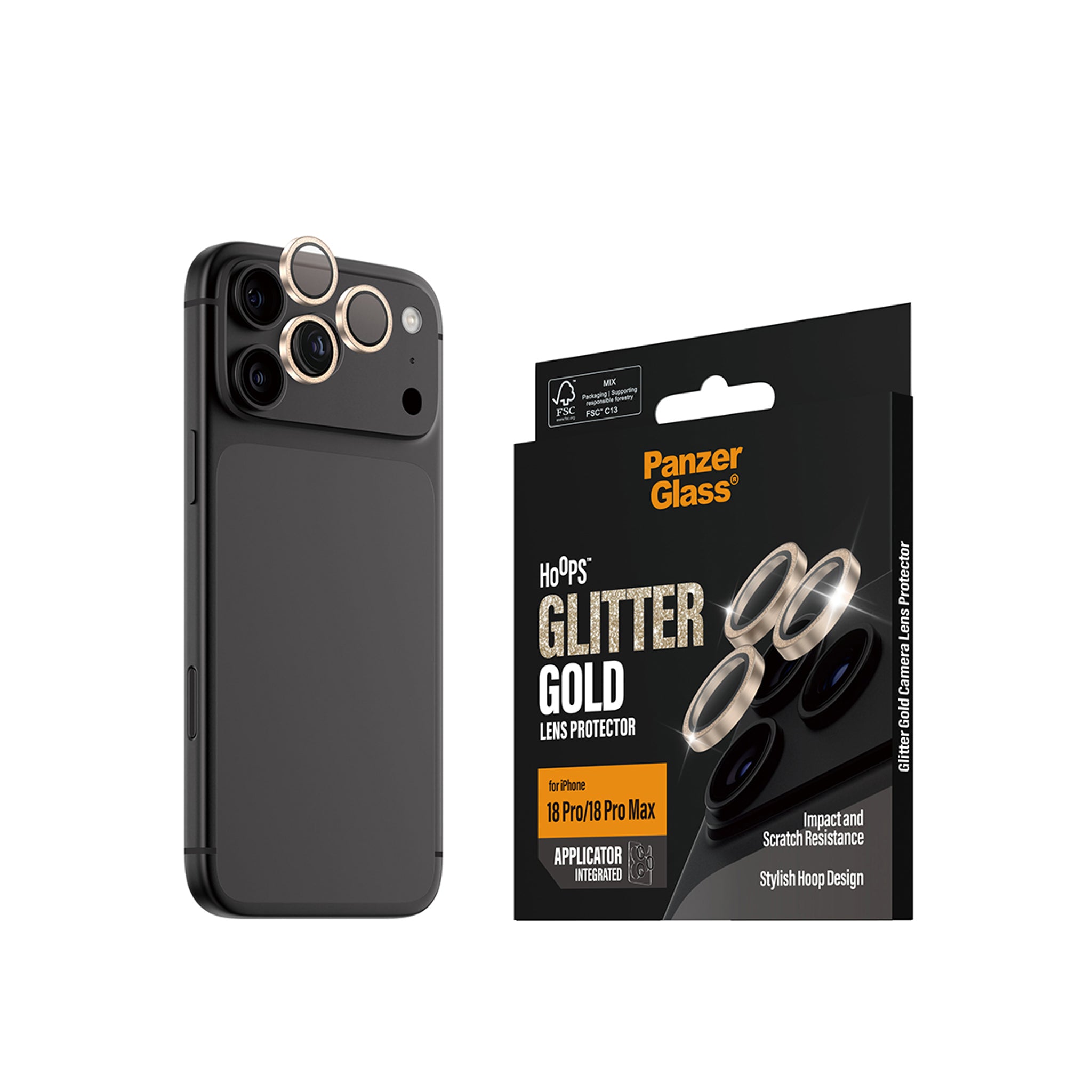 PanzerGlass® Hoops® Kameraschutz Glitter Gold iPhone 18 Pro | 18 Pro Max